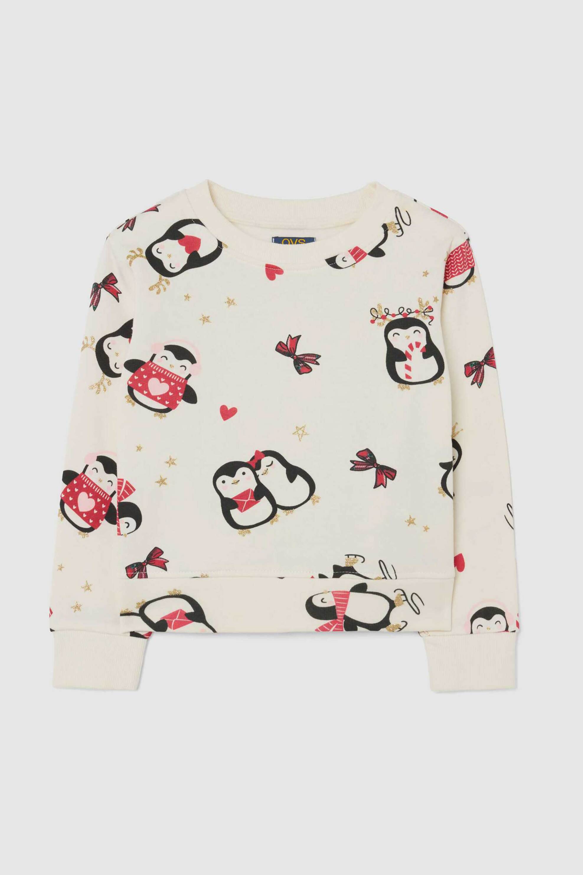 OVS παιδική μπλούζα φούτερ με all-over print Regular Fit - 002498336 Λευκό