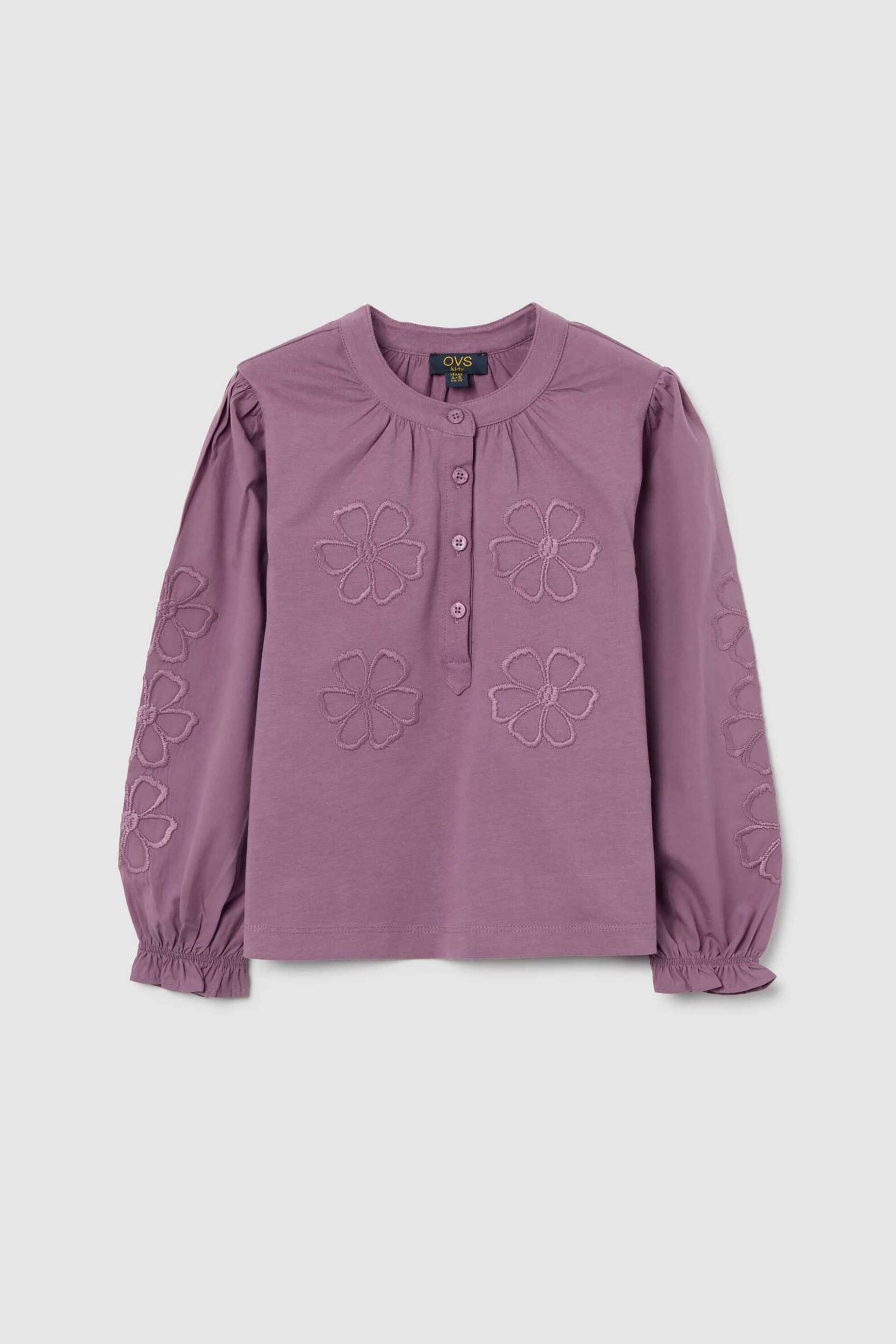 OVS παιδική μπλούζα με κεντήματα Regular Fit - 002480692 Βιολετί