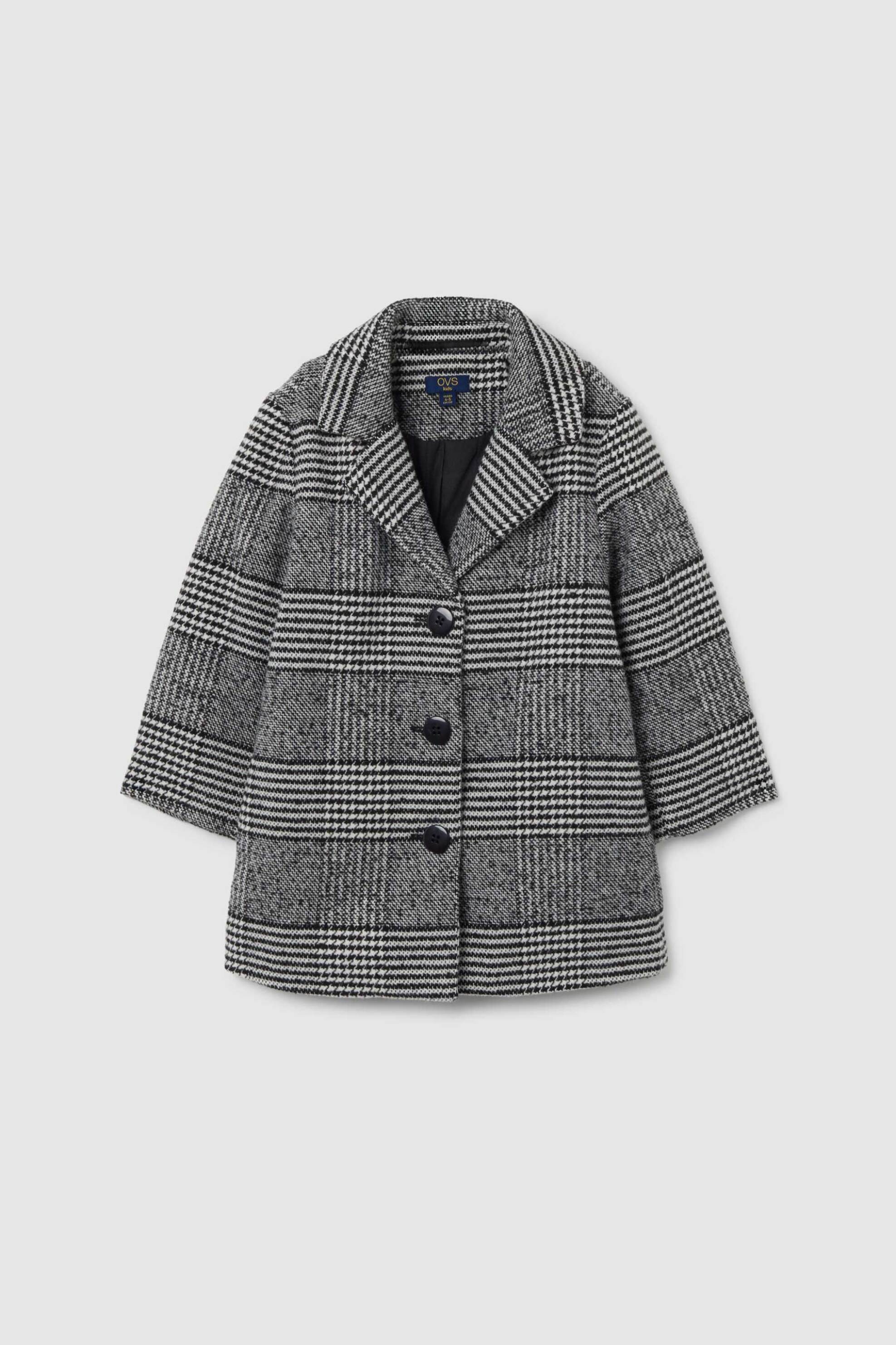 OVS παιδικό παλτό με κουμπιά και καρό σχέδιο - 002493906 Ασπρόμαυρο