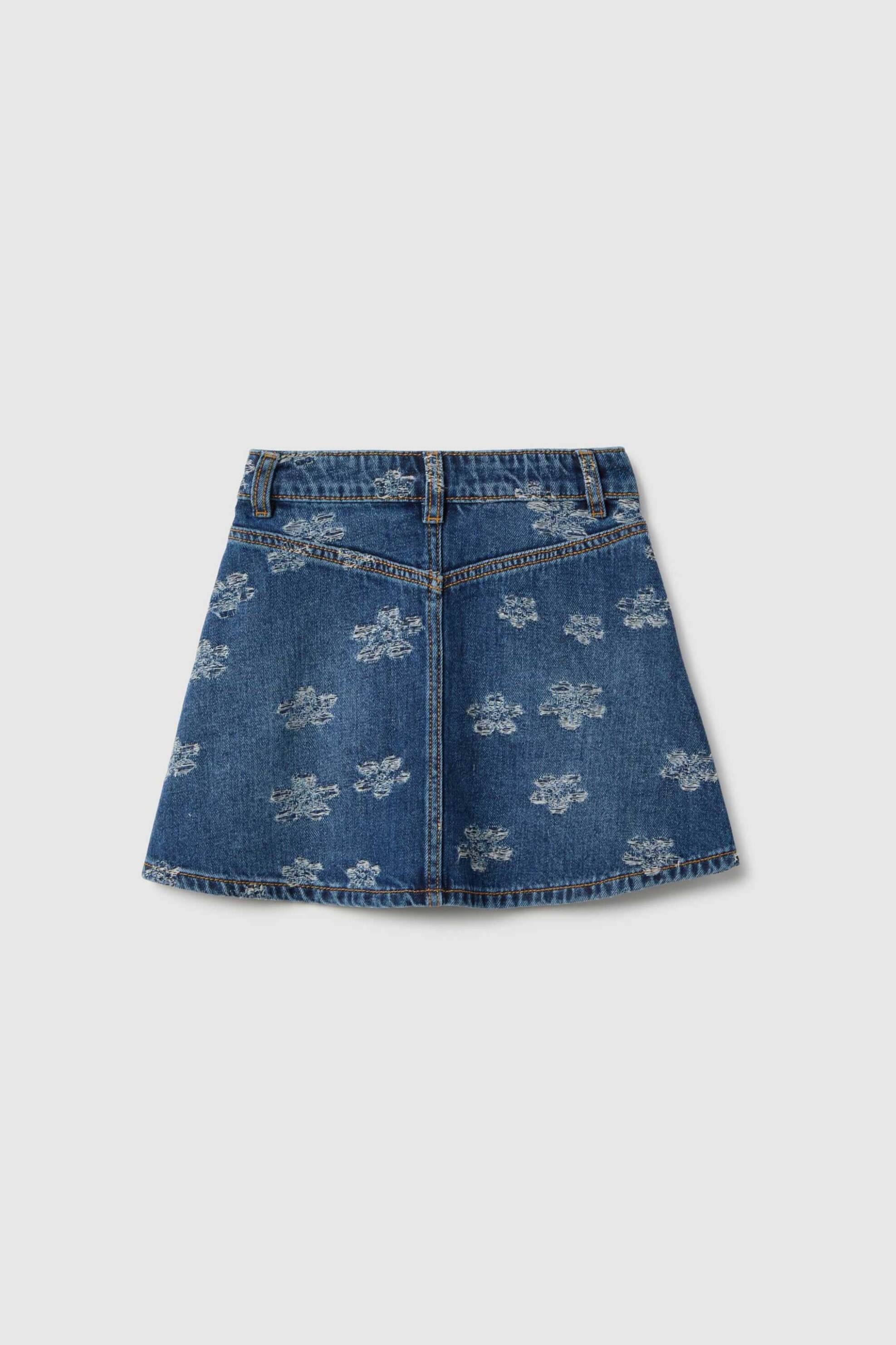 OVS παιδική denim φούστα με floral print - 002551143 Denim Blue Σκούρο φωτογραφία