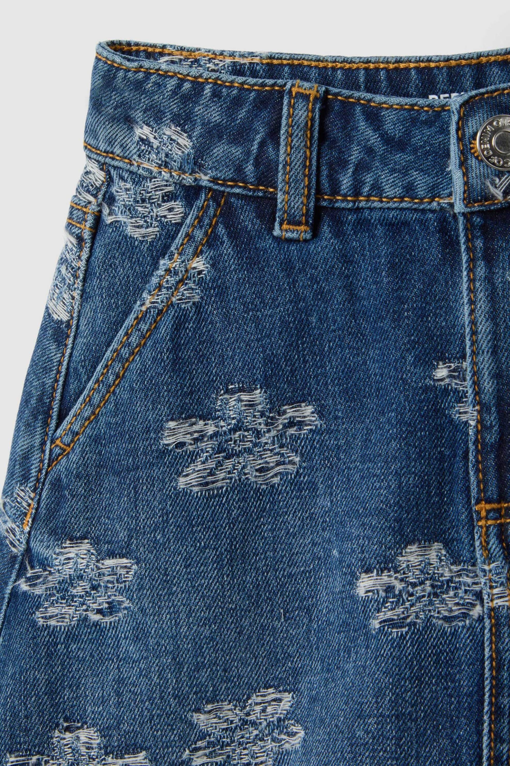 OVS παιδική denim φούστα με floral print - 002551143 Denim Blue Σκούρο φωτογραφία