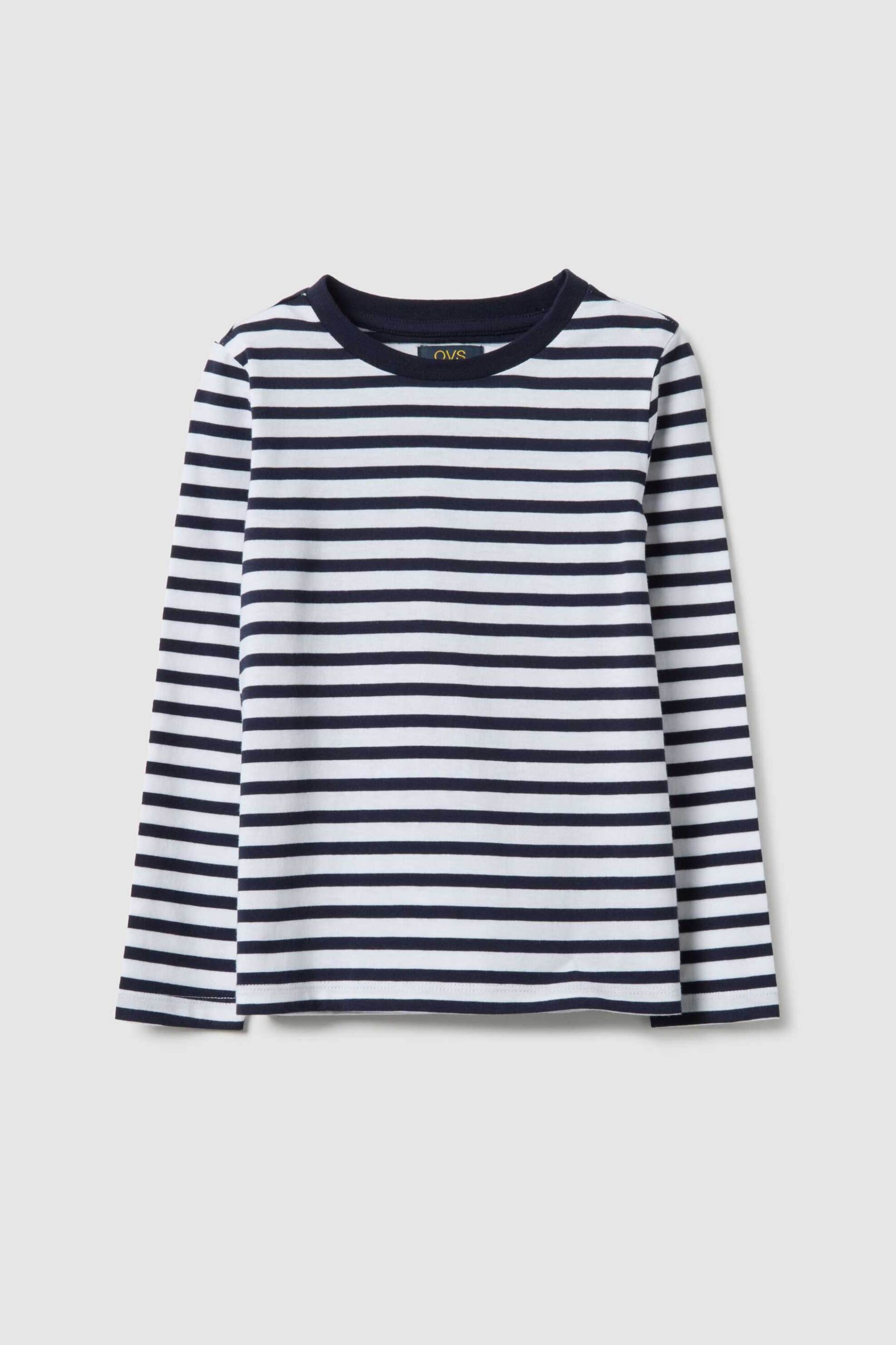 OVS παιδική μπλούζα με ρίγες Regular Fit - 002551206 Λευκό