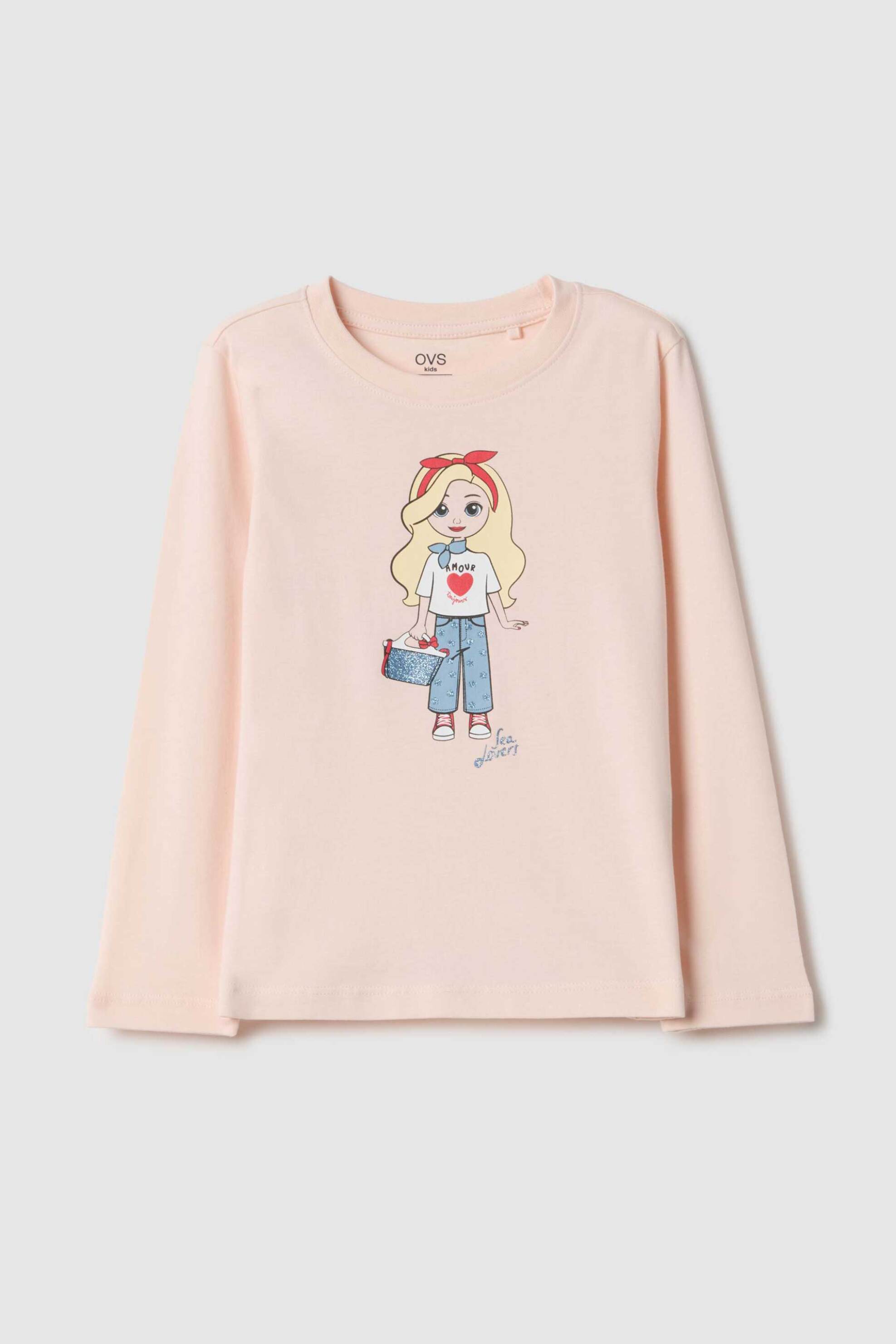 OVS παιδική μπλούζα βαμβακερή με print Regular Fit - 002551369 Μπεζ
