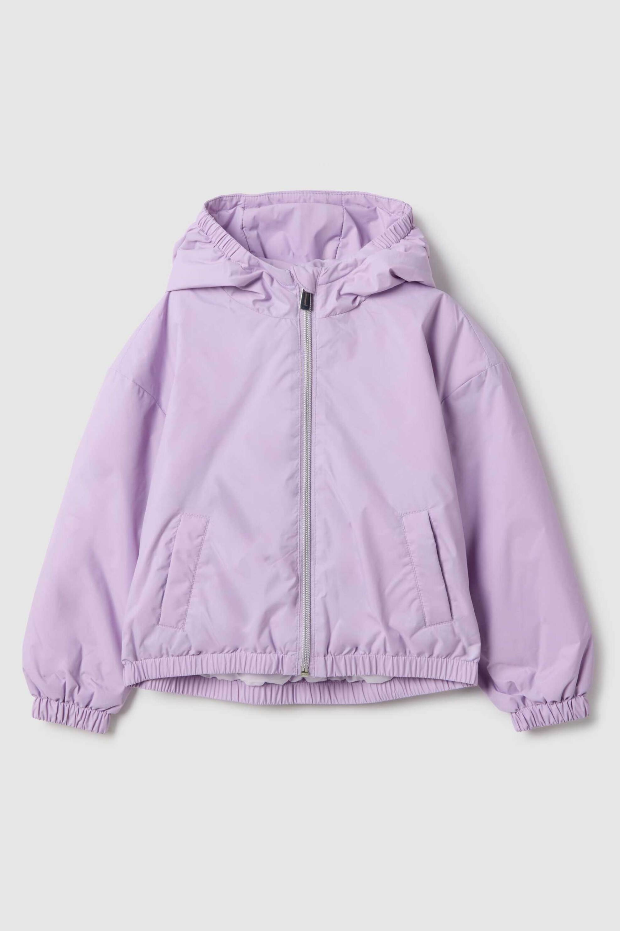 OVS παιδικό μπουφάν μονόχρωμο με κουκούλα Regular Fit - 002513367 Βιολετί