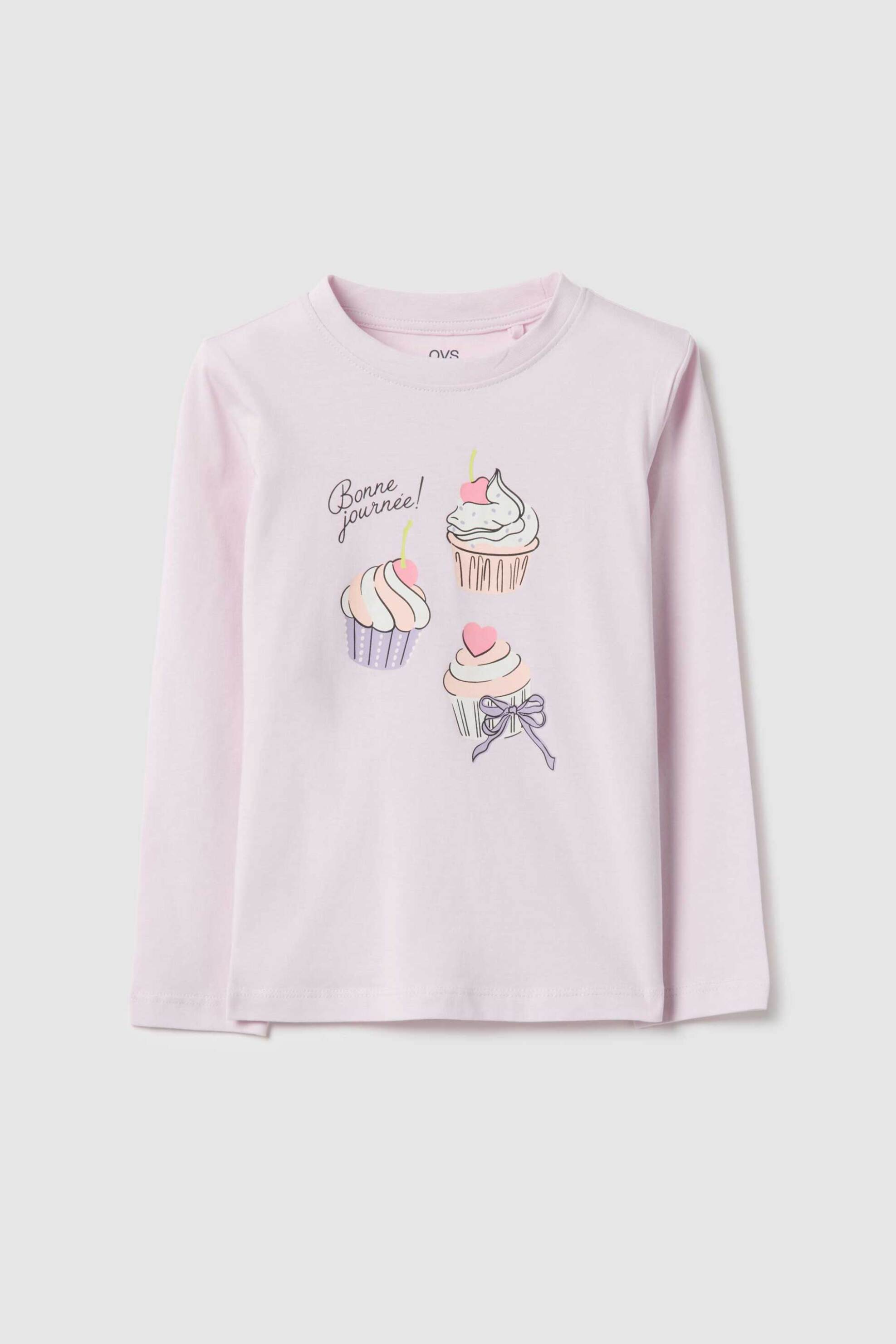 OVS παιδική μπλούζα με print Regular Fit - 002558301 Βιολετί