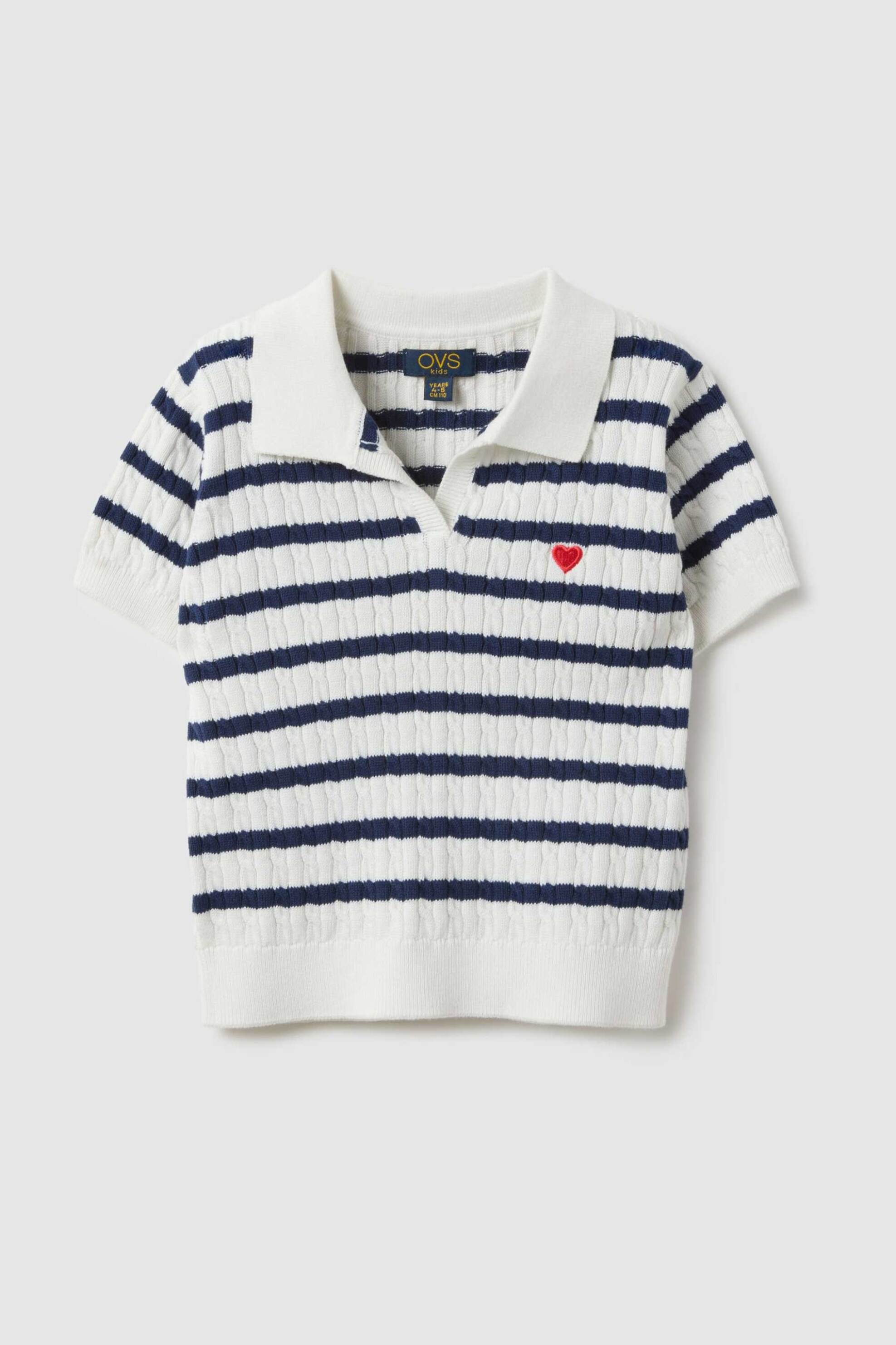 OVS παιδική μπλούζα πόλο με ρίγες Regular Fit - 002554287 Σκούρο Μπλε