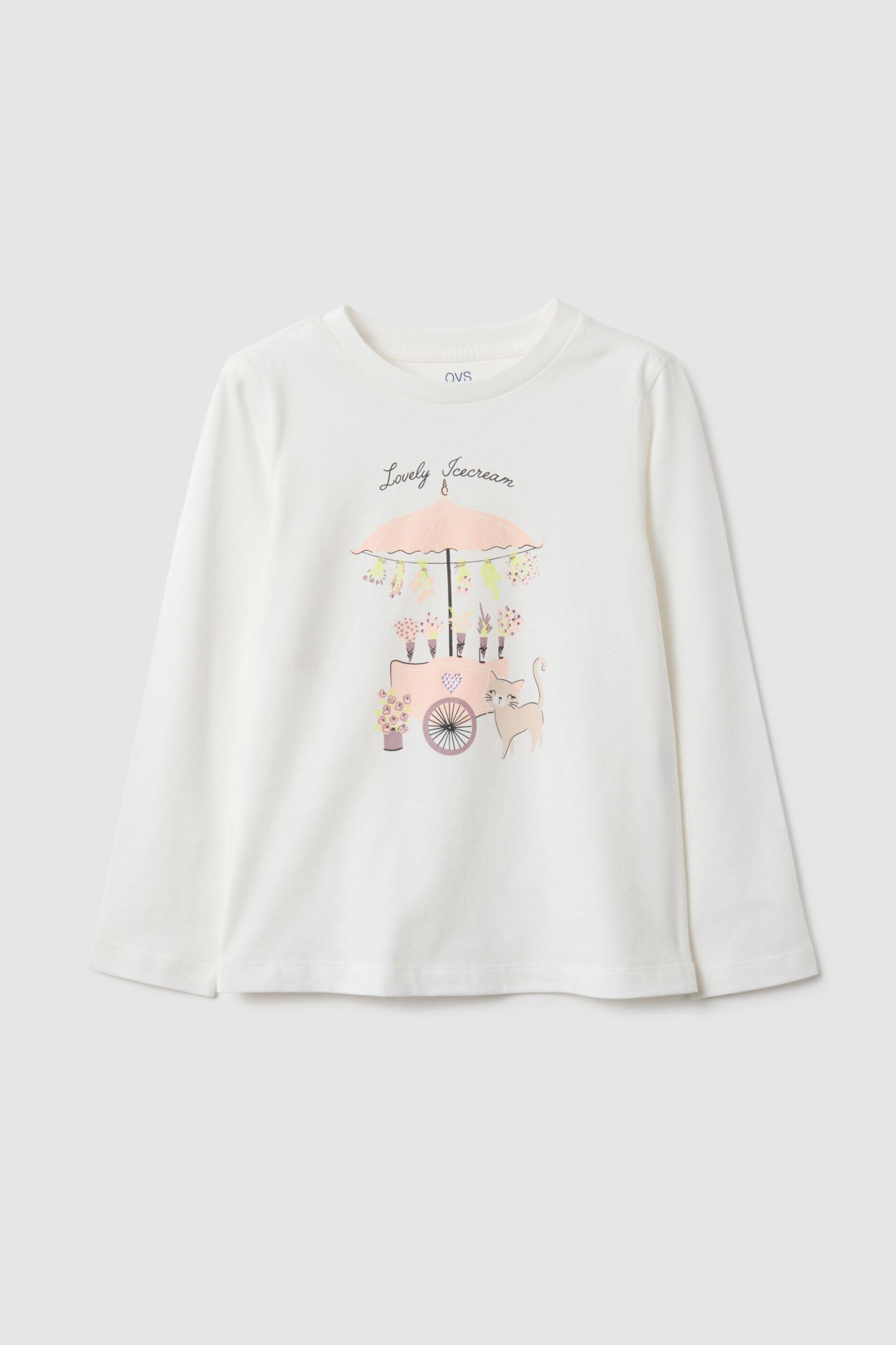 OVS παιδική μπλούζα με print Regular Fit - 002558128 Λευκό