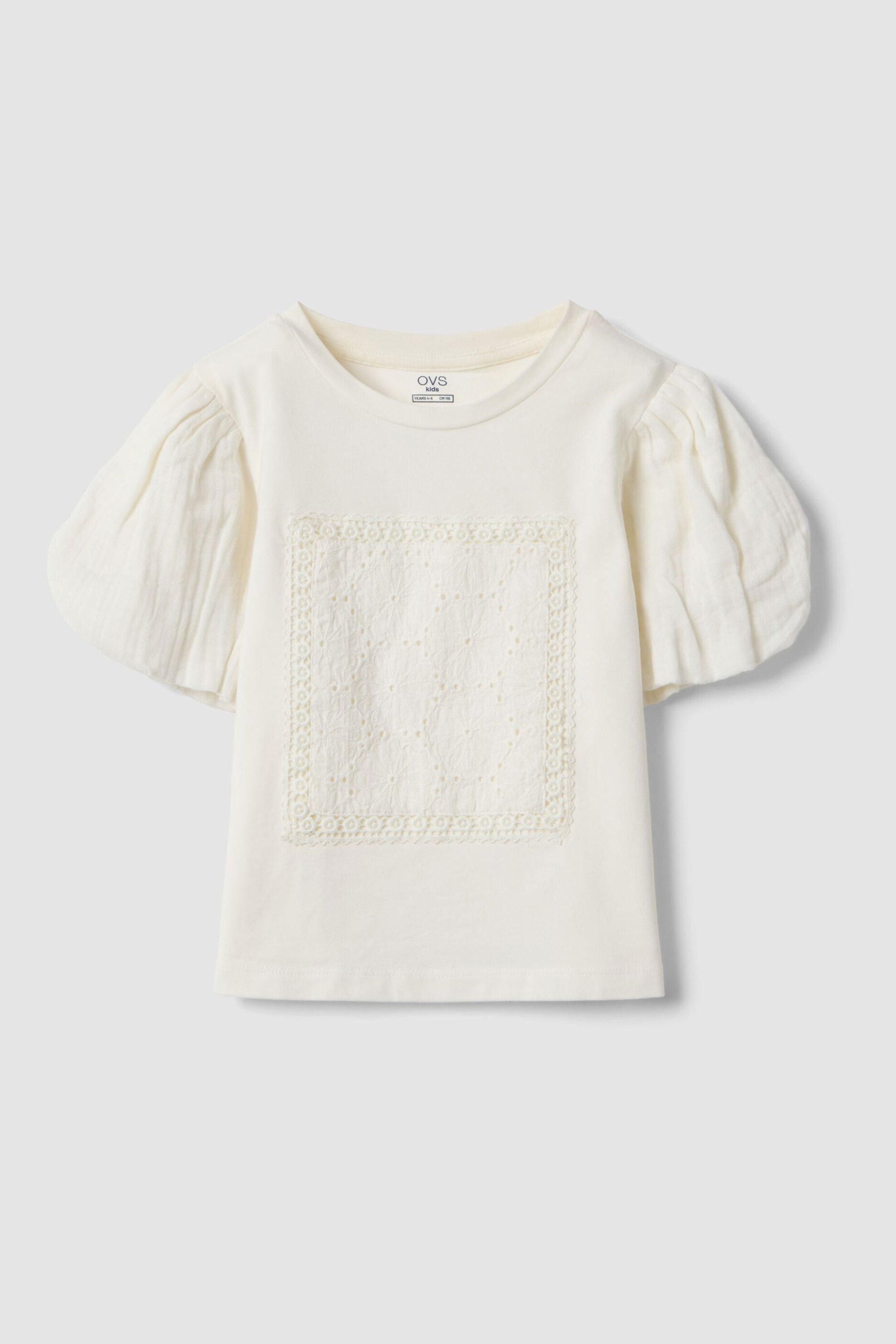 OVS παιδική μπλούζα με διάτρητο σχέδιο Regular Fit - 002603976 Λευκό