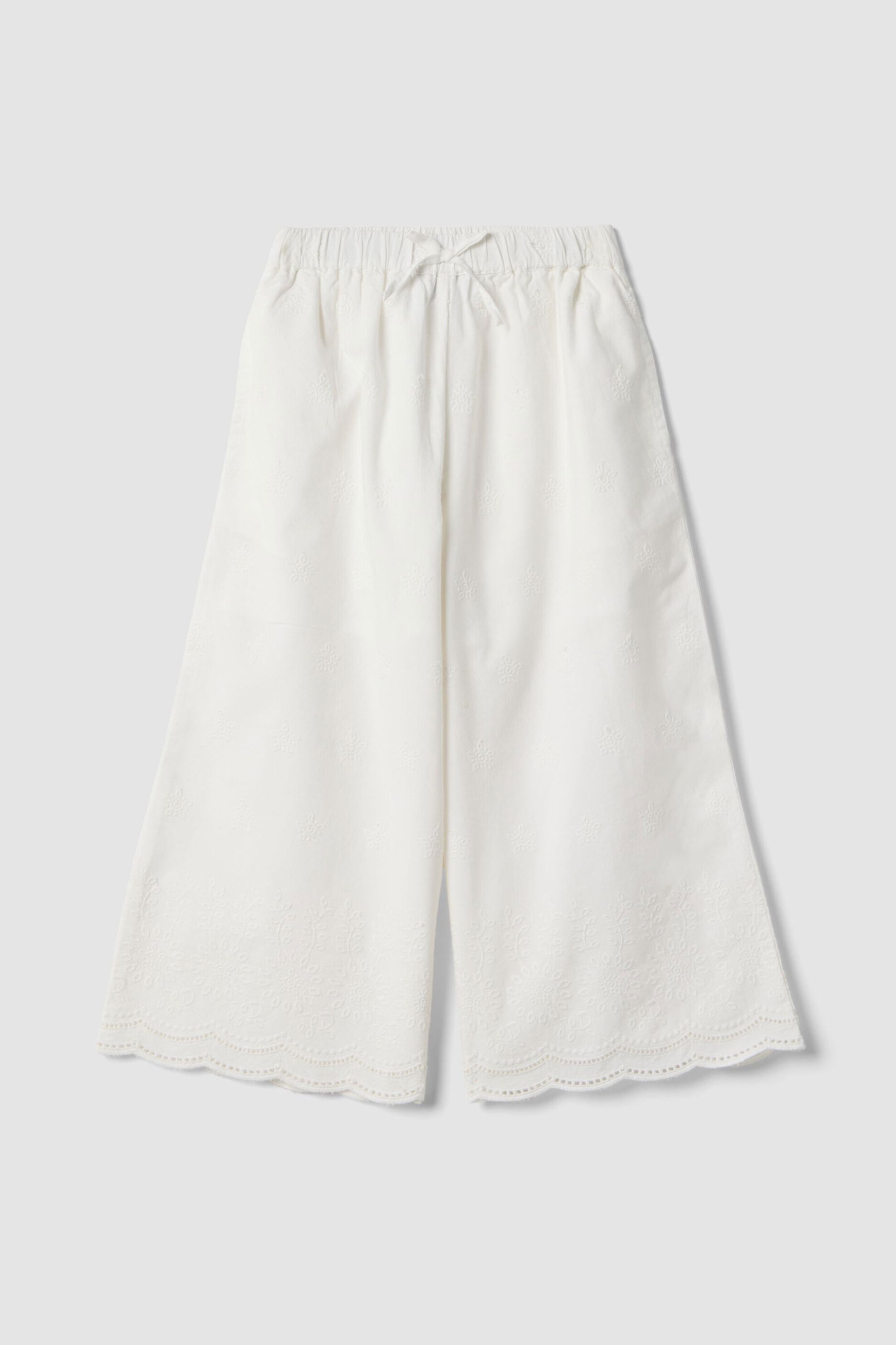 OVS παιδικό παντελόνι culotte με κεντήματα και ελαστική μέση - 002619767 Λευκό