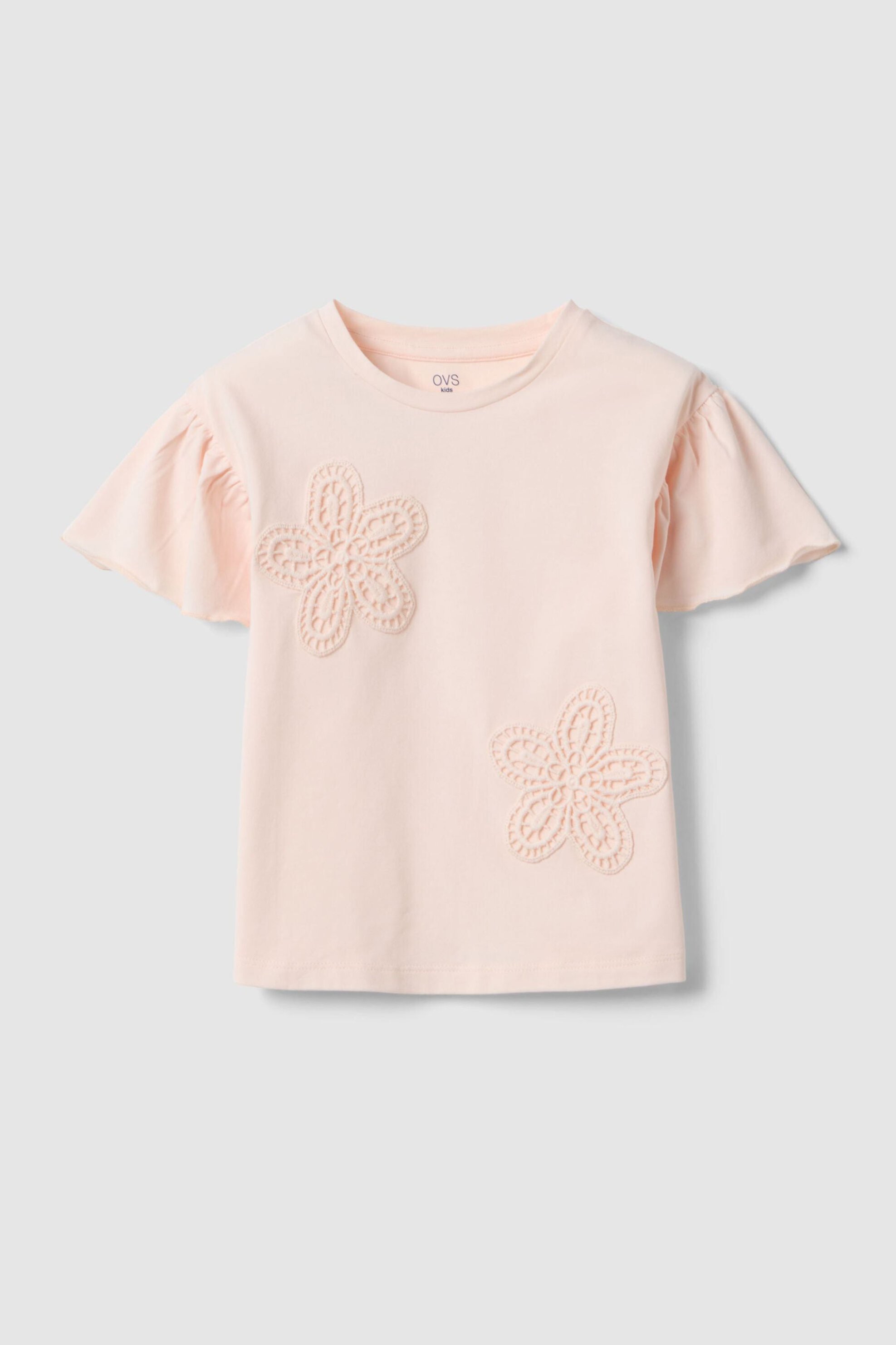 OVS παιδικό T-shirt με floral κέντημα - 002575848 Ροζ