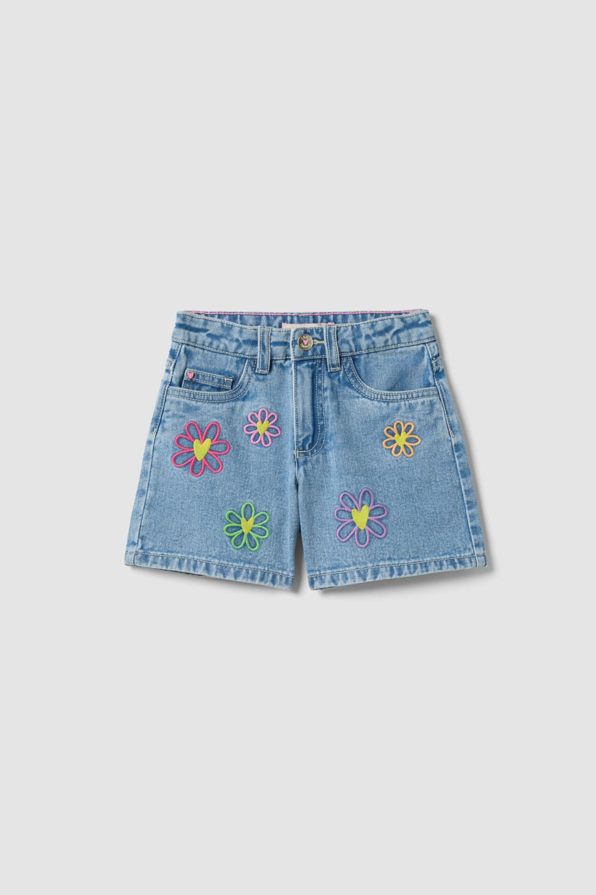 OVS παιδικό denim σορτς πεντάτσεπο με κεντήματα - 002654449 Denim Blue