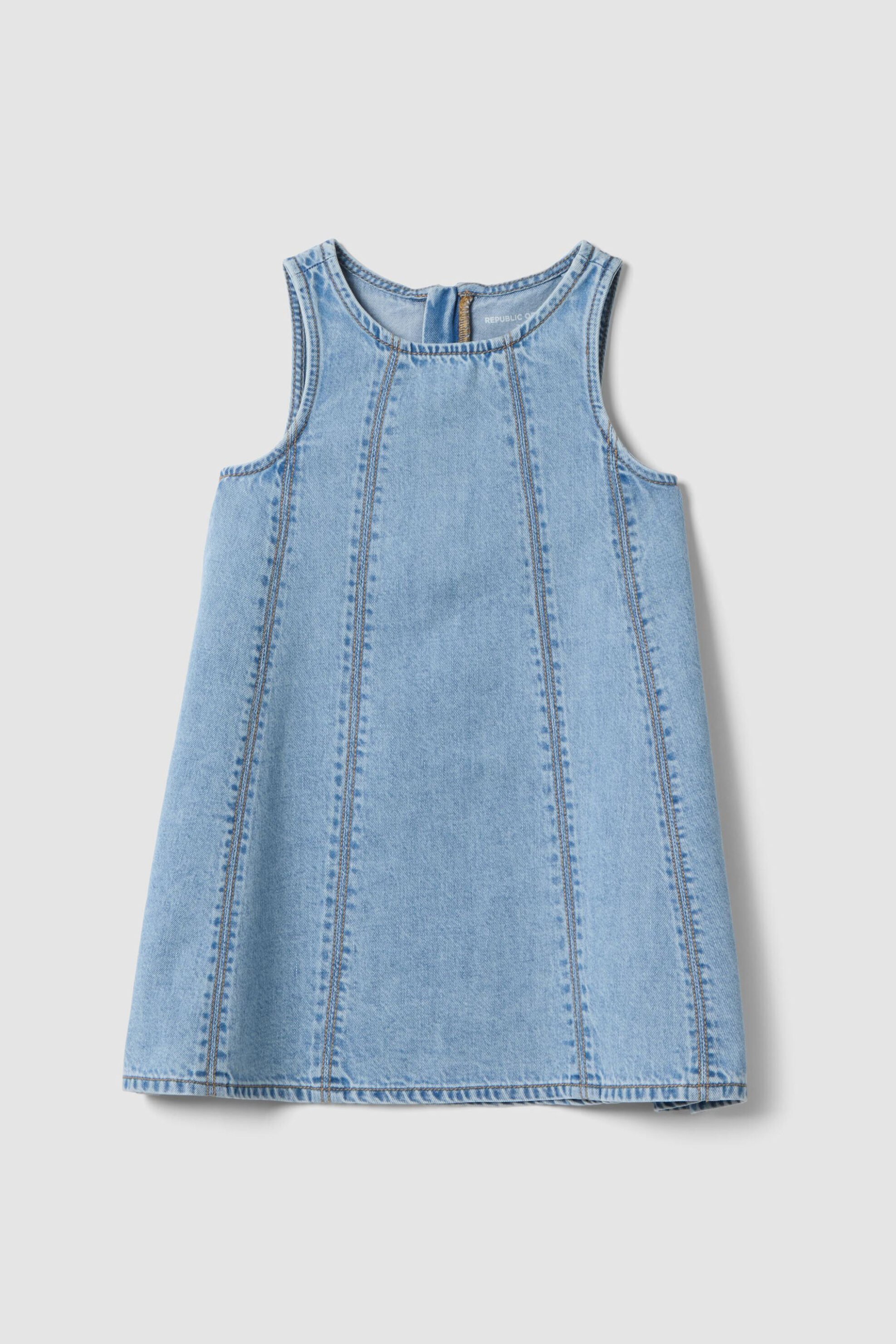 OVS παιδικό denim φόρεμα αμάνικο Oversized Fit - 002654699 Denim Blue