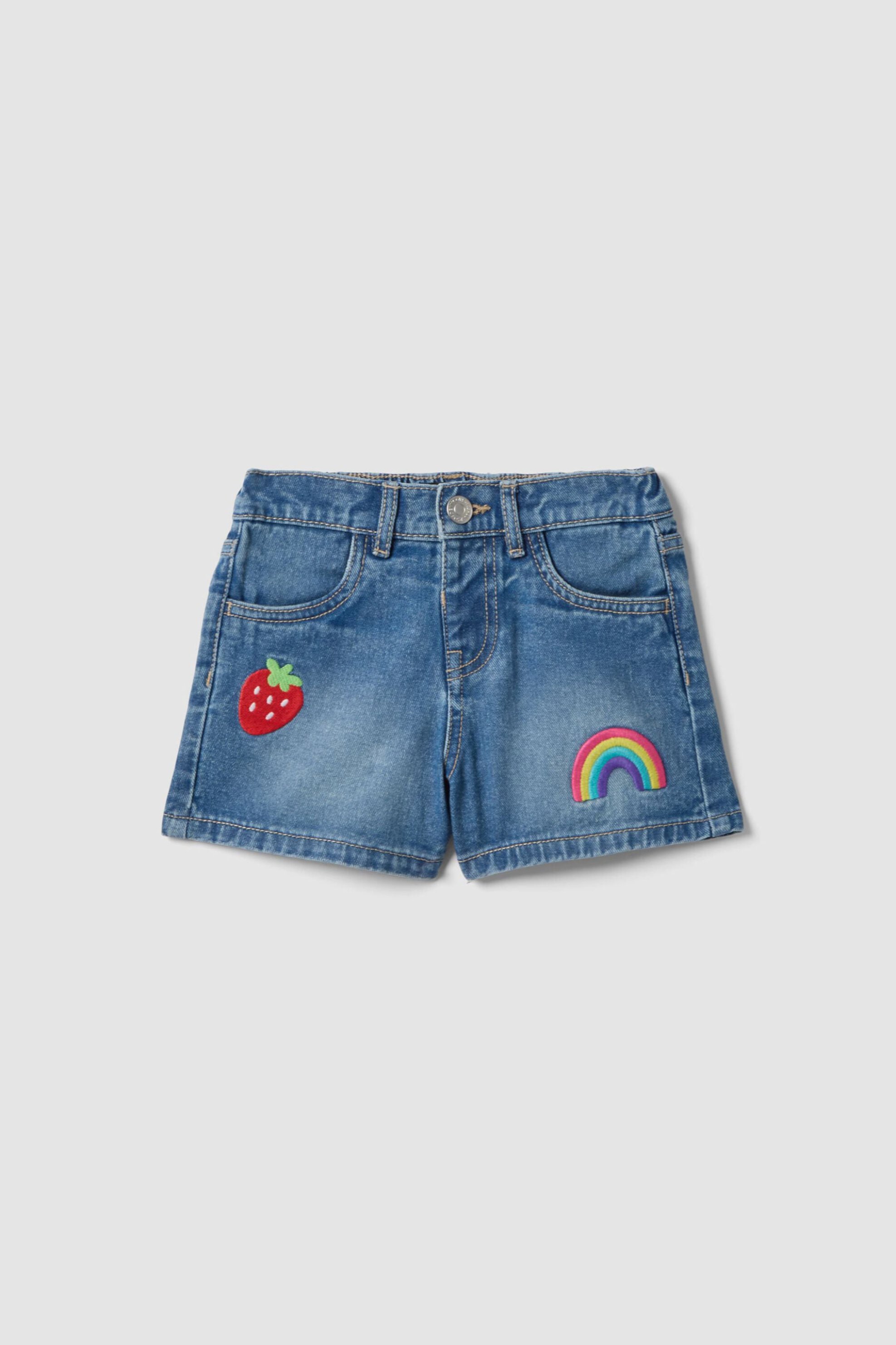 OVS παιδικό denim σορτς με κεντήματα - 002655150 Denim Blue