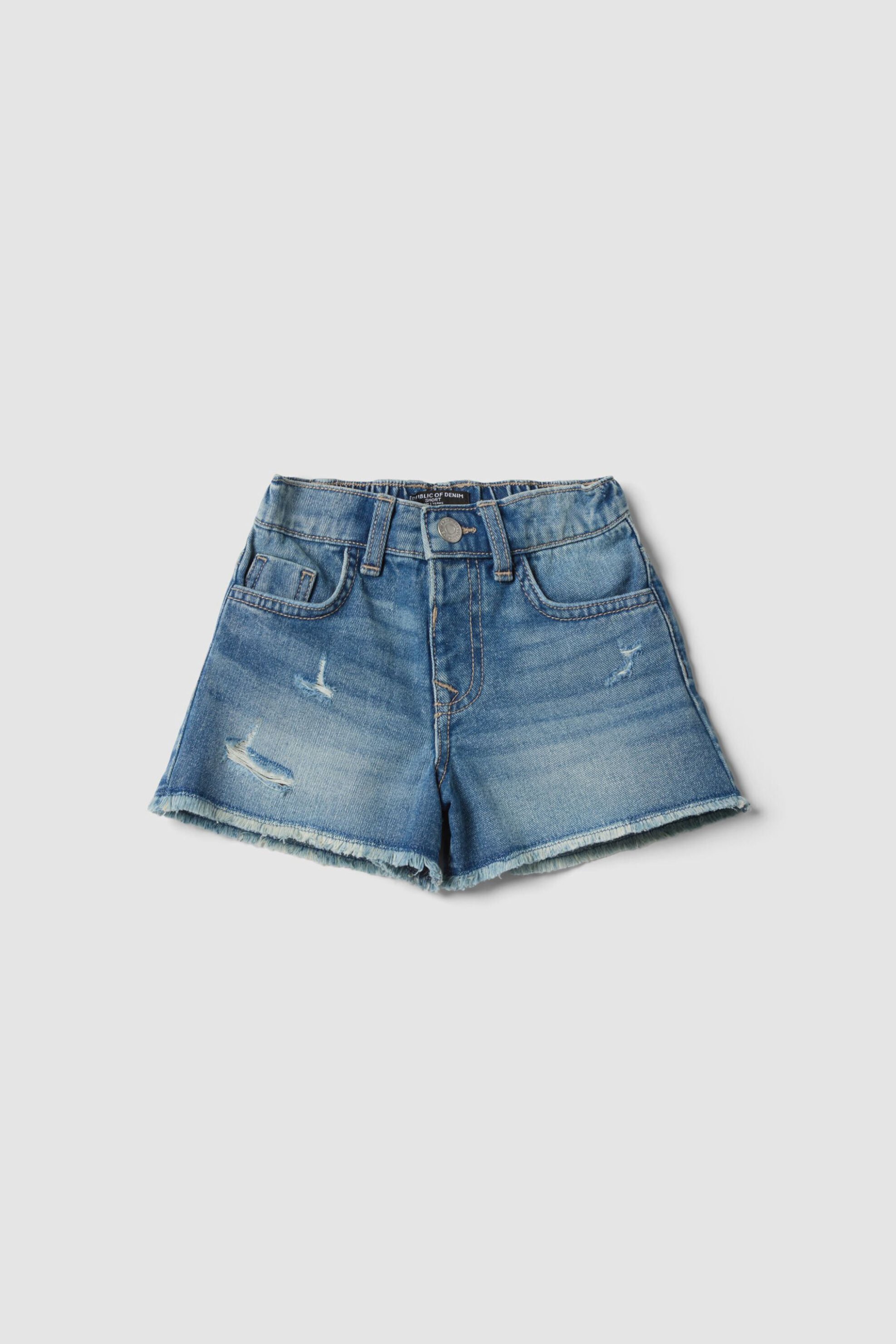 OVS παιδικό denim σορτς πεντάτσεπο με φθαρμένη όψη - 002657417 Denim Blue