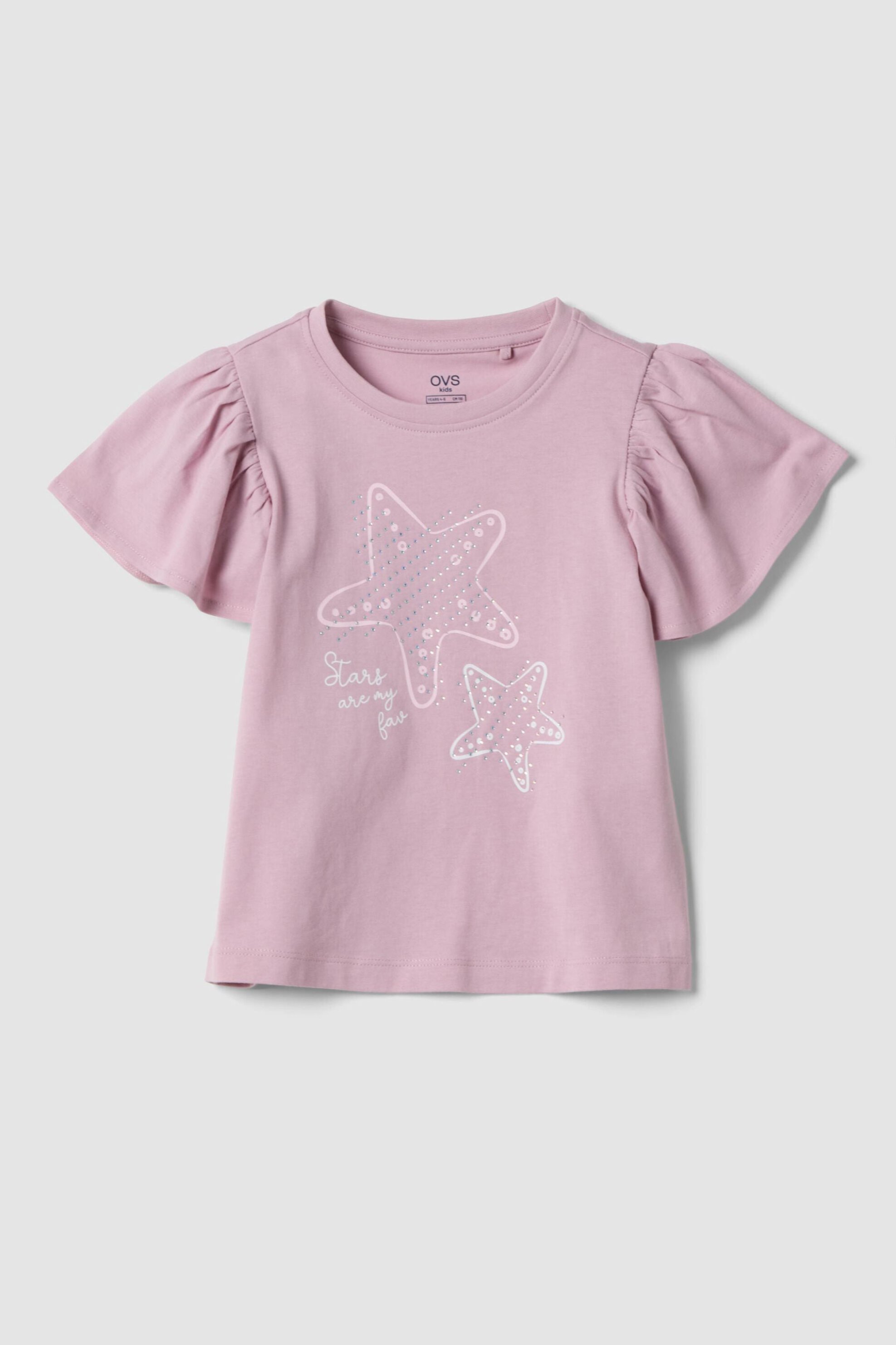 OVS παιδικό T-shirt με βολάν και strass - 002659862 Ροζ