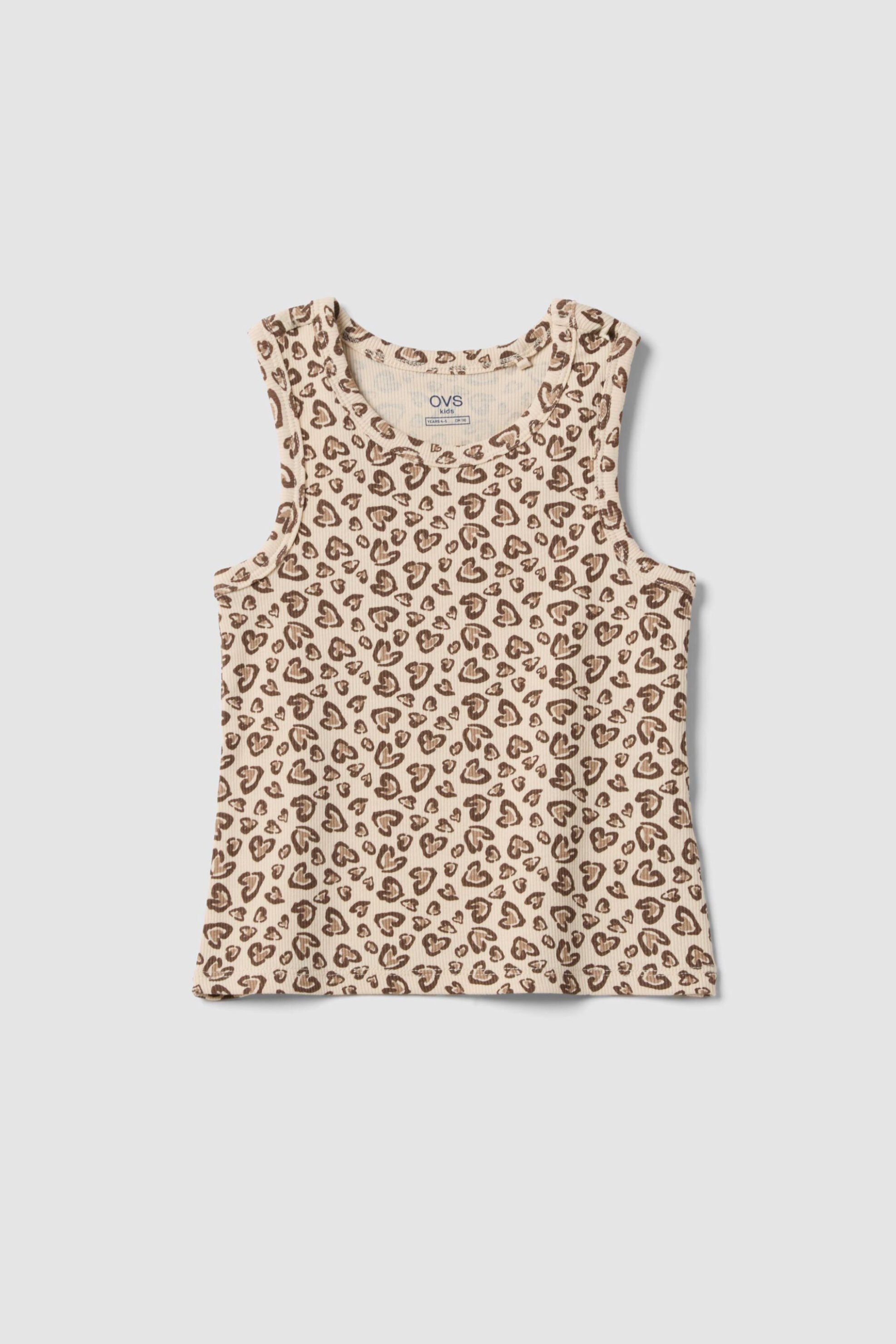 OVS παιδική αμάνικη μπλούζα ribbed με all-over print - 002688226 Μπεζ