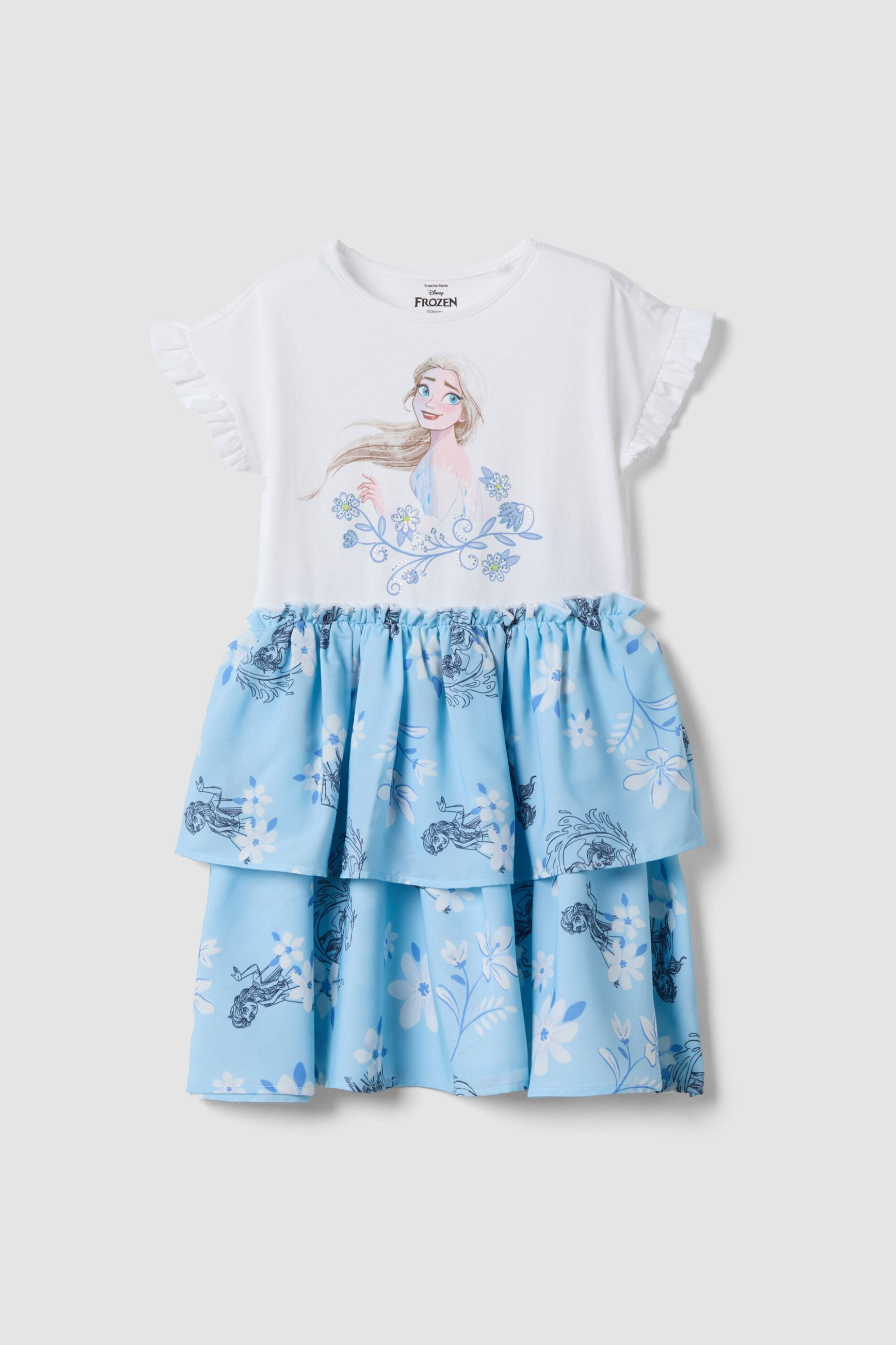 OVS παιδικό φόρεμα με Frozen print φούστα με βολάν - 002688526 Λευκό
