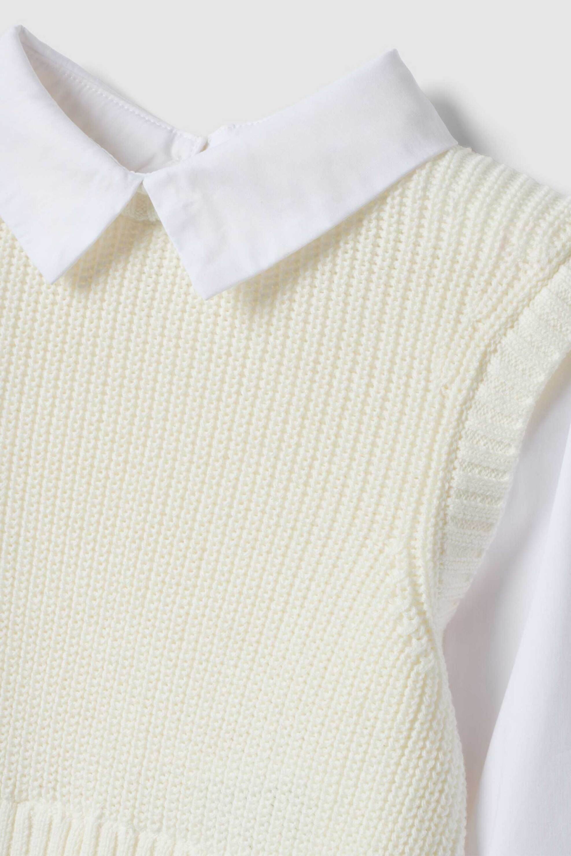 Ovs Παιδική Πλεκτή Μπλούζα Ribbed με Ενσωματωμένο Oversized Πουκάμισο - 002799963 Λευκό