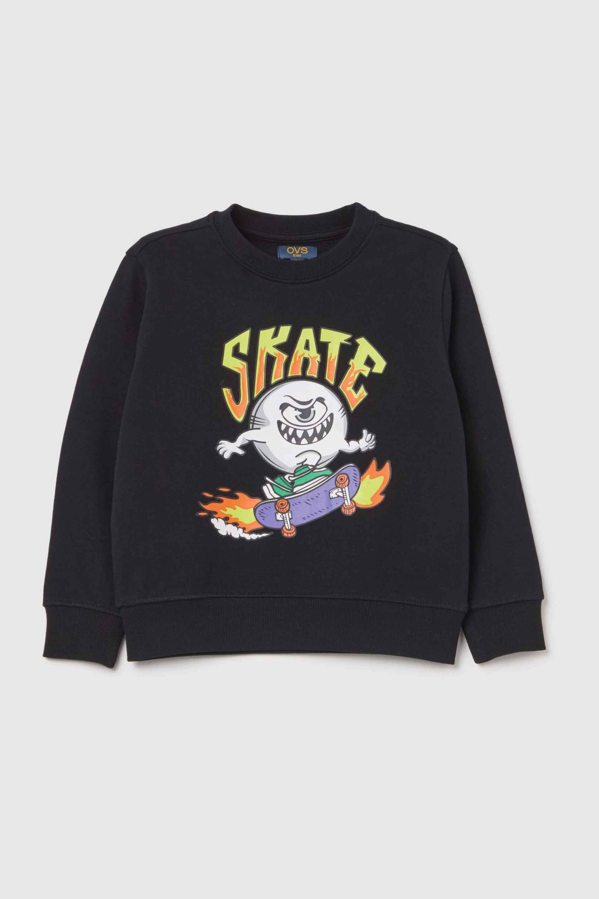 OVS KIDS OVS παιδική μπλούζα φούτερ με print Regular Fit - 002195542 Μαύρο