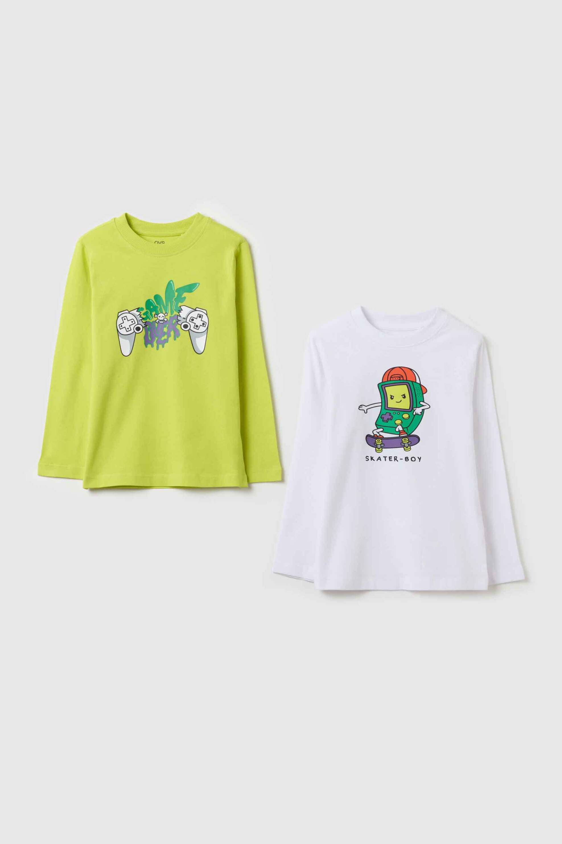 OVS KIDS OVS παιδικό σετ μακρυμάνικες μπλούζες Regular Fit - 002193218 Λευκό