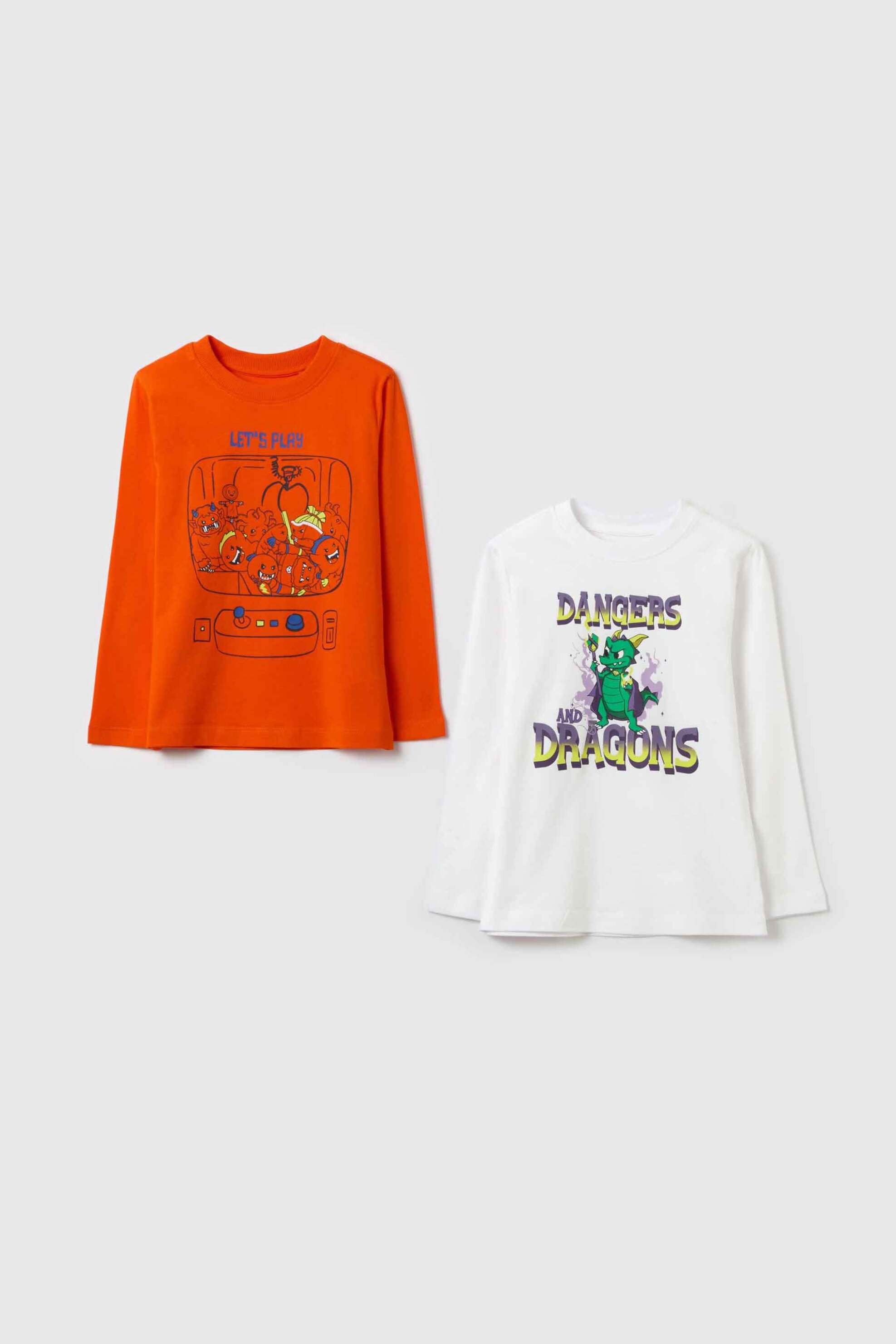 OVS KIDS OVS παιδικό σετ μακρυμάνικες μπλούζες Regular Fit - 002193225 Πορτοκαλί