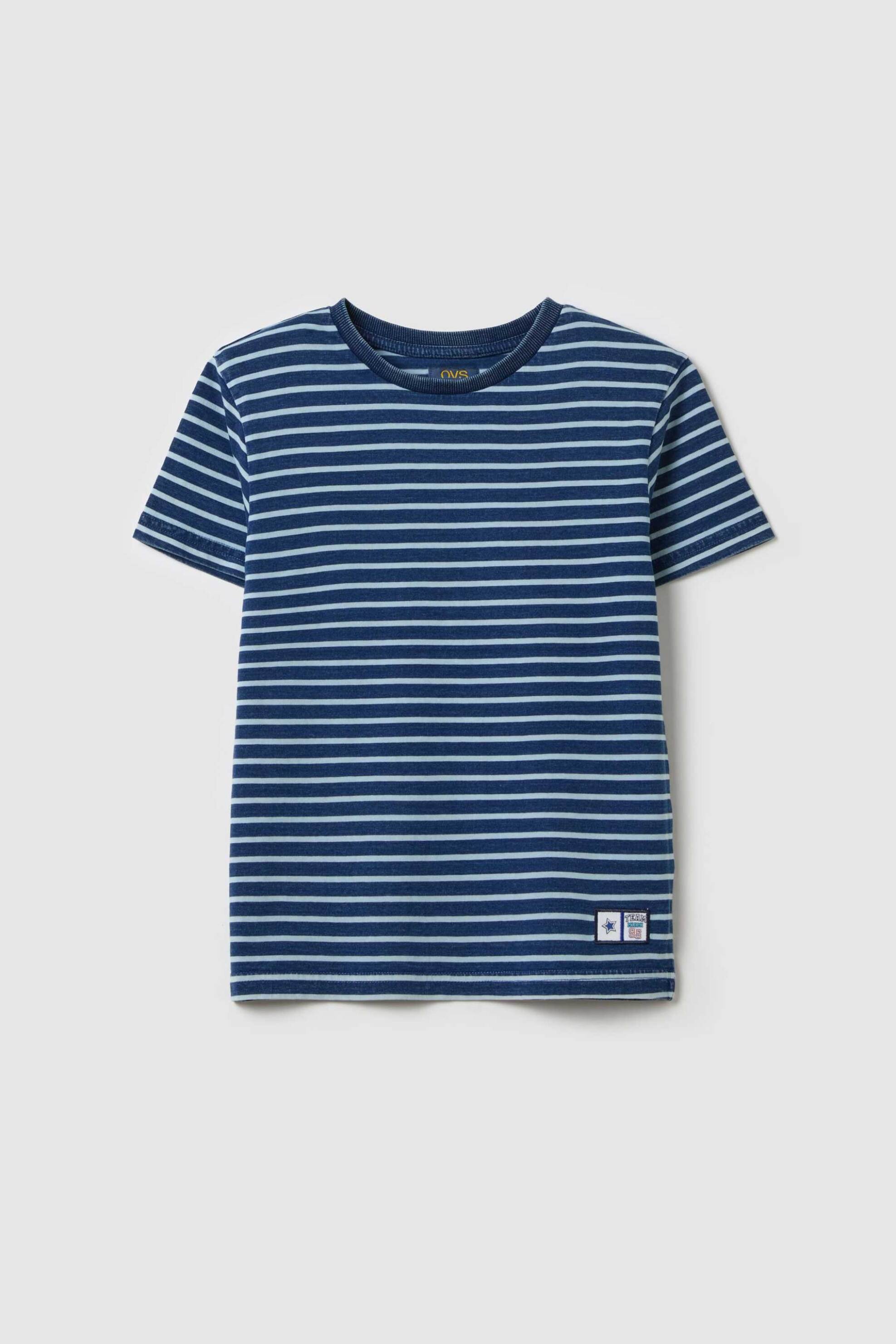 OVS παιδικό T-shirt με ριγέ σχέδιο - 002182808 Μπλε Σκούρο