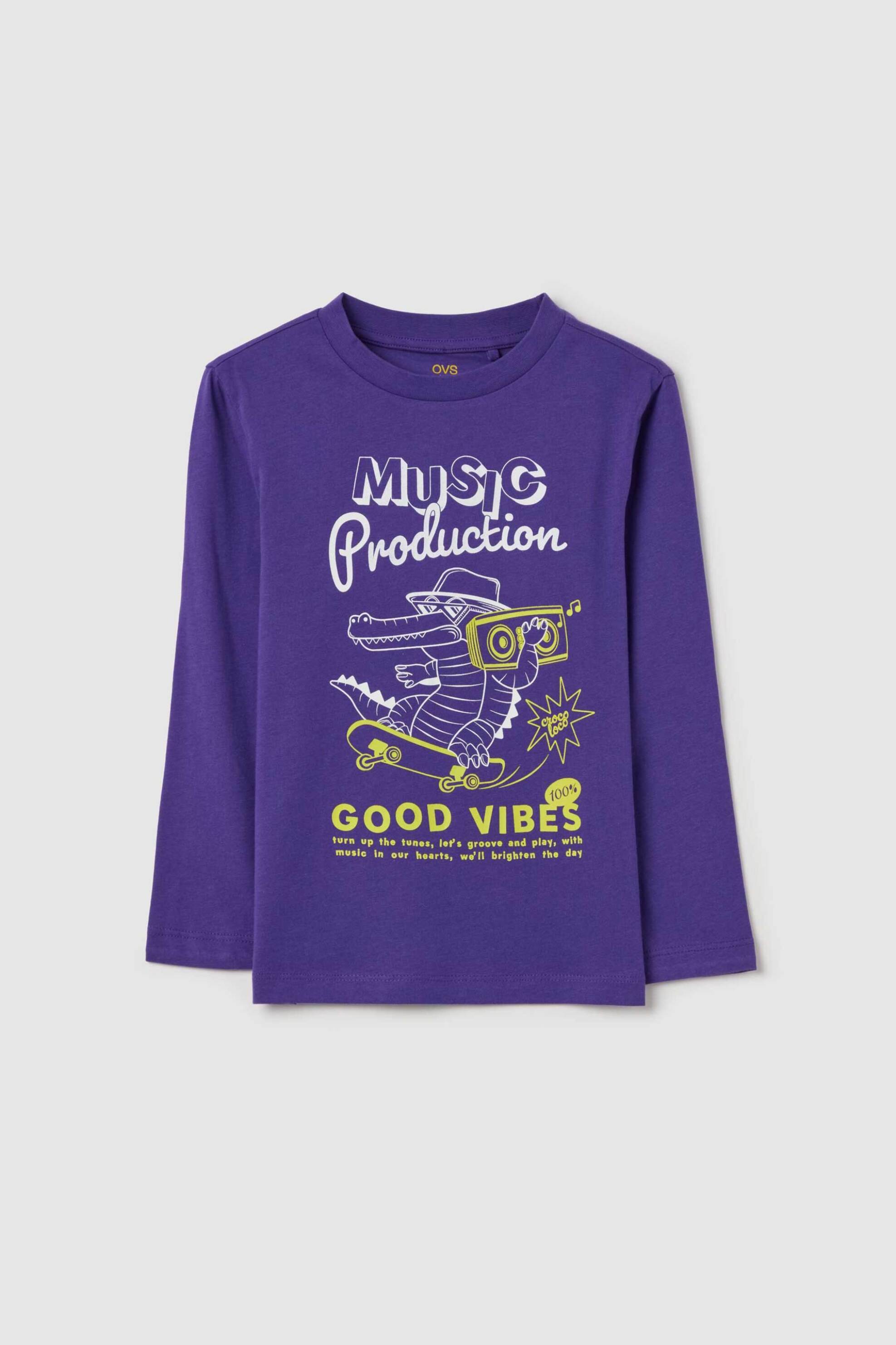 OVS KIDS OVS παιδική μπλούζα μακρυμάνικη με crocodile print - 002195631 Μοβ