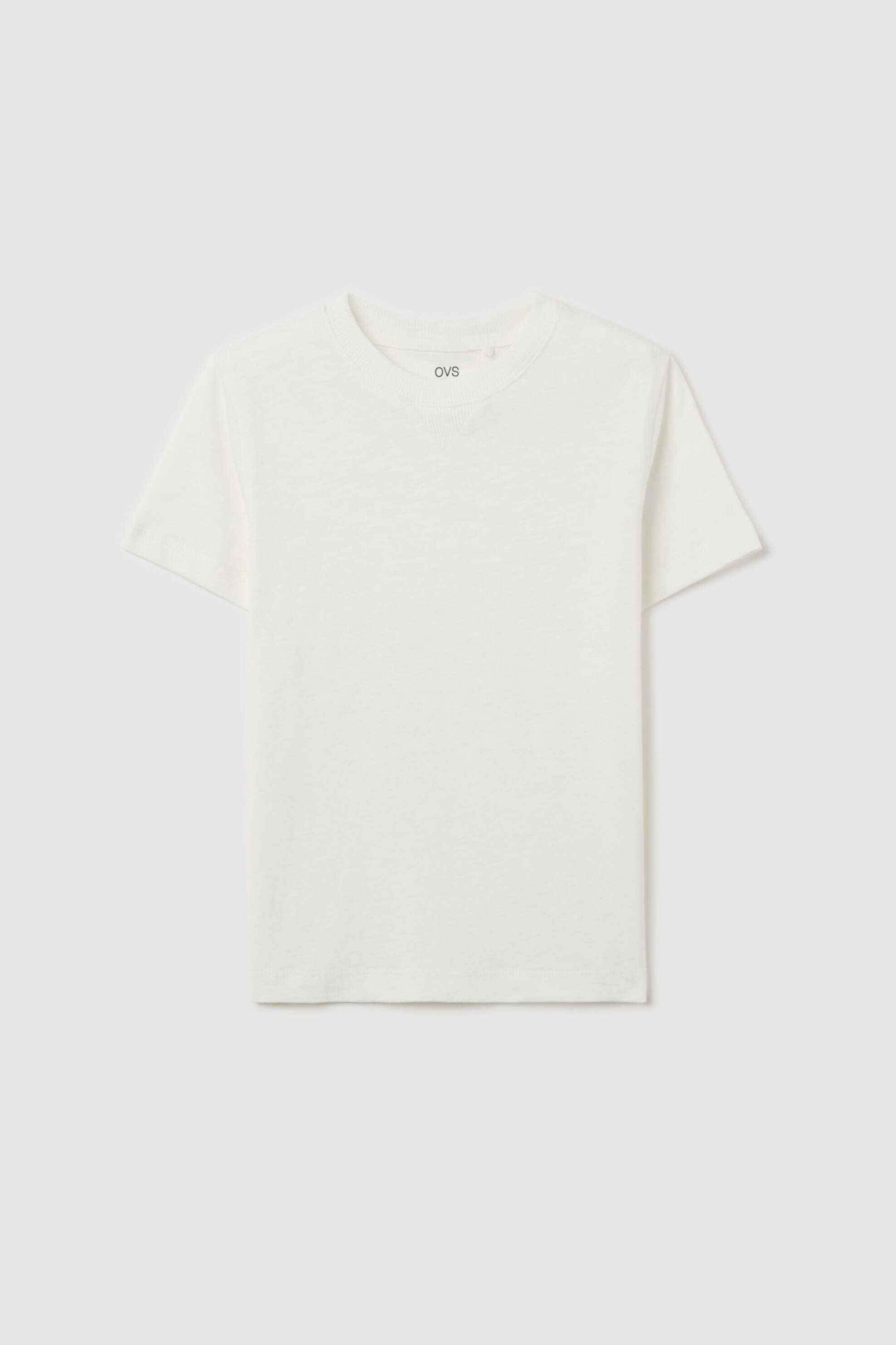 OVS παιδικό T-shirt μονόχρωμο Regular Fit - 002262583 Λευκό