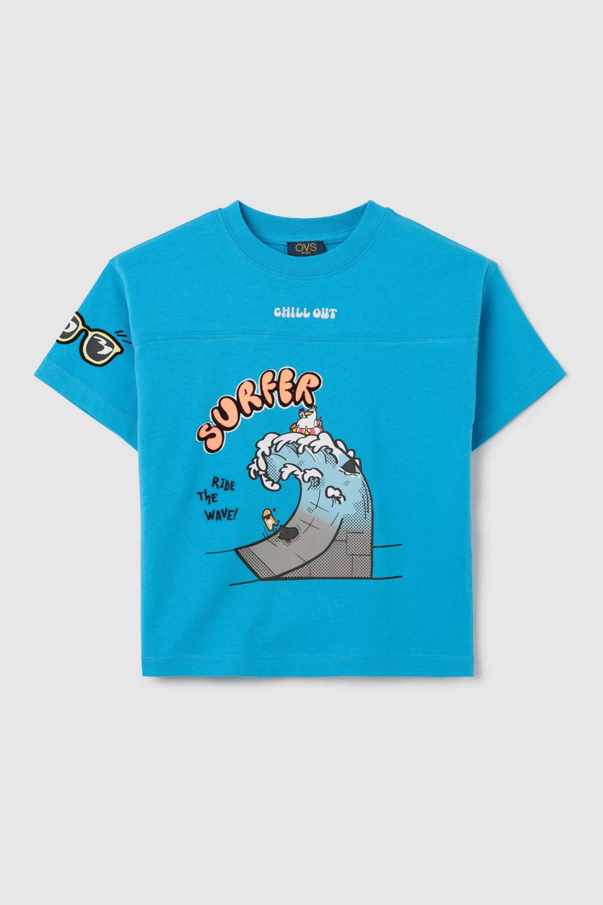 OVS παιδικό T-shirt με print Regular Fit - 002269180 Μπλε