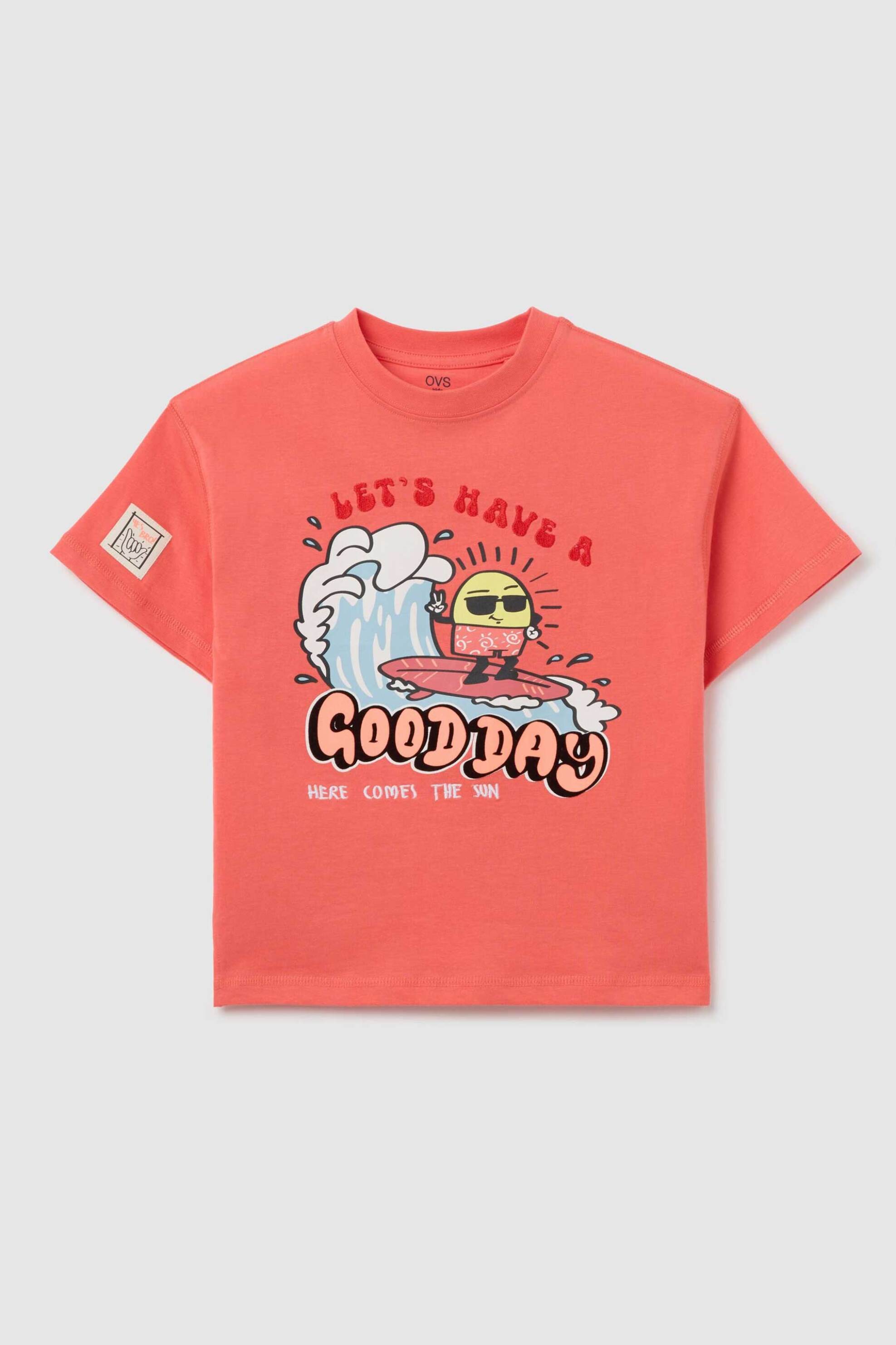 OVS παιδικό T-shirt με print Regular Fit - 002269110 Ροζ Ανοιχτό