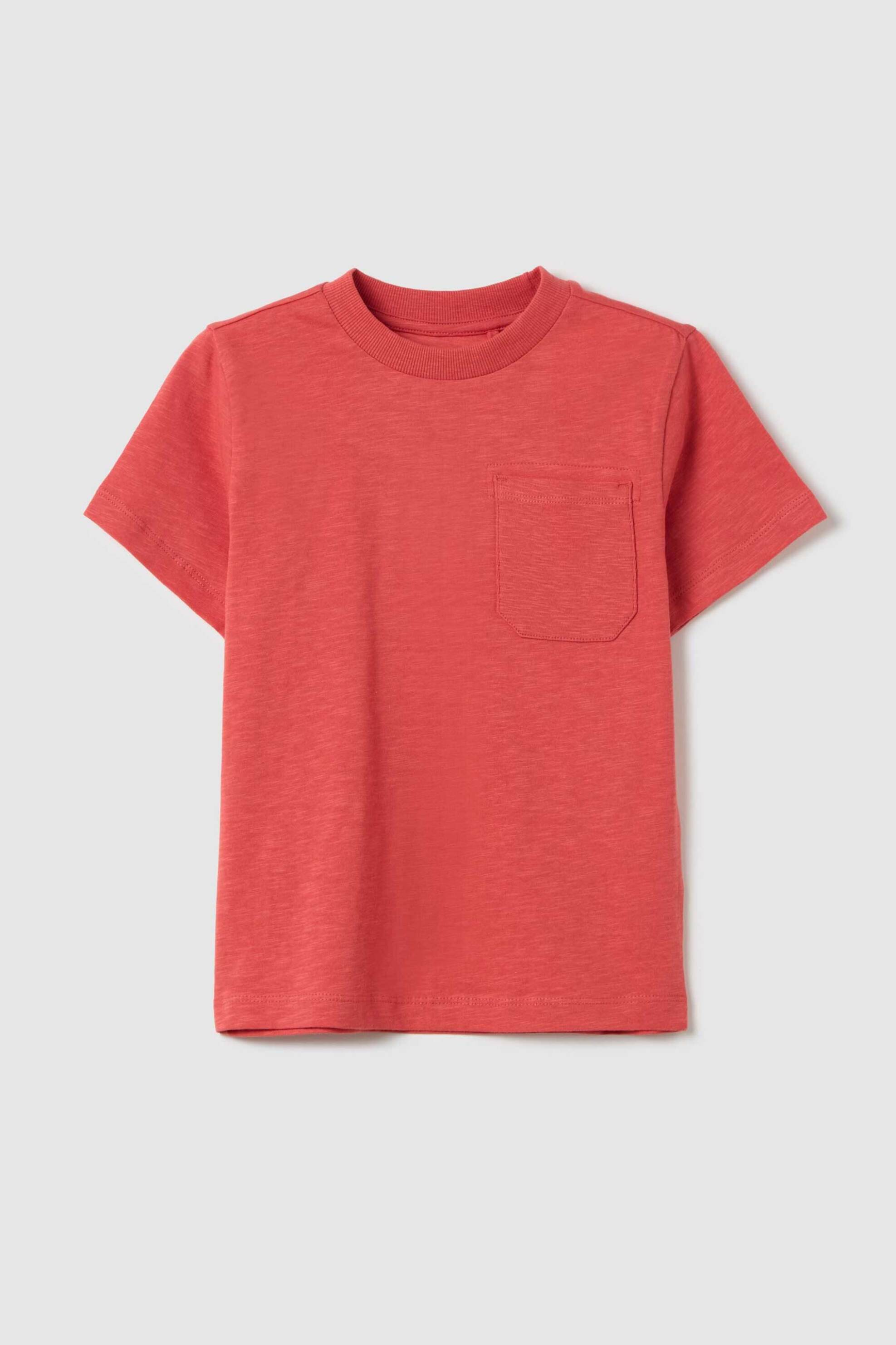OVS παιδικό T-shirt μονόχρωμο με τσέπη Regular Fit - 002269138 Κοραλί