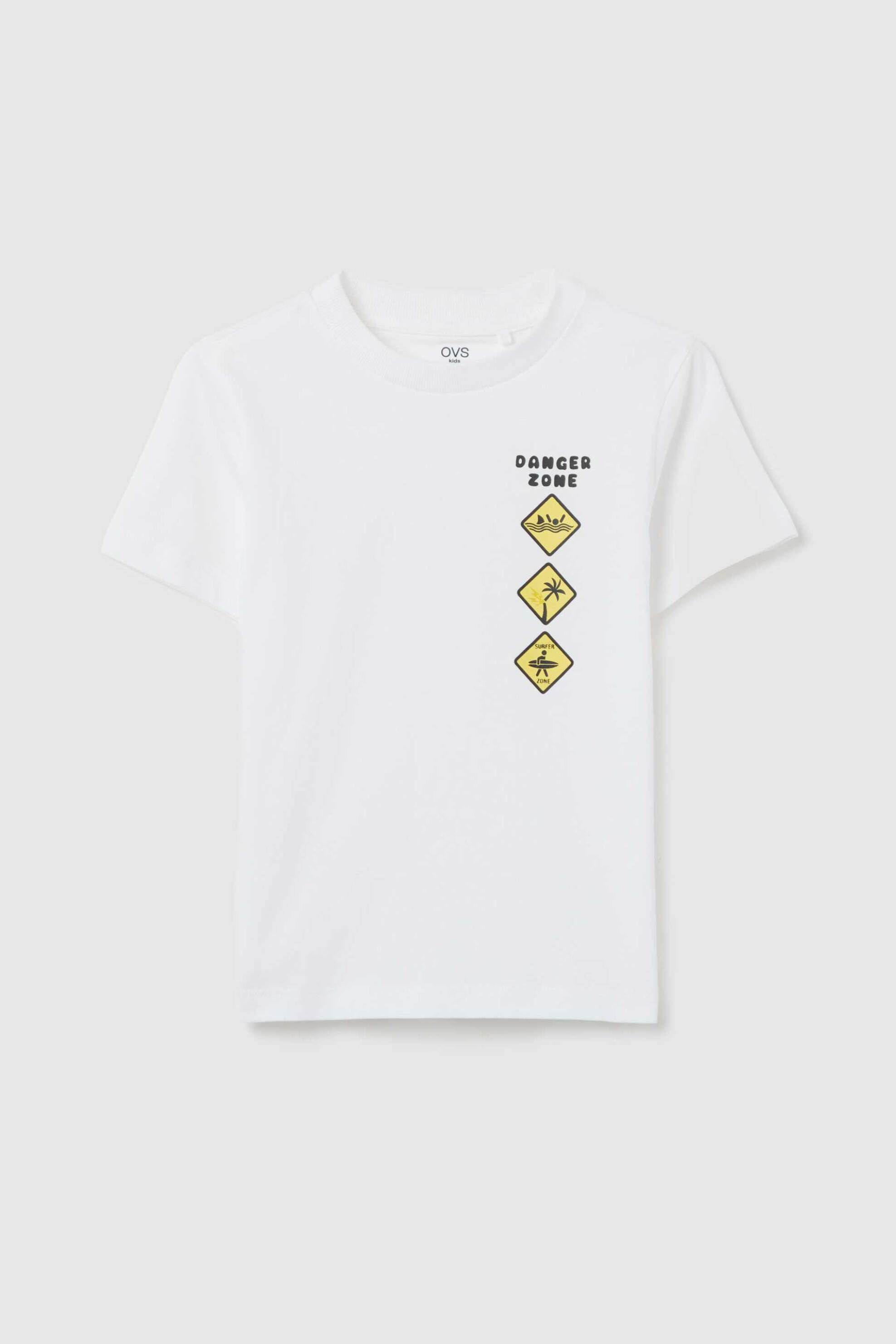 OVS παιδικό T-shirt με print Regular Fit - 002269152 Λευκό