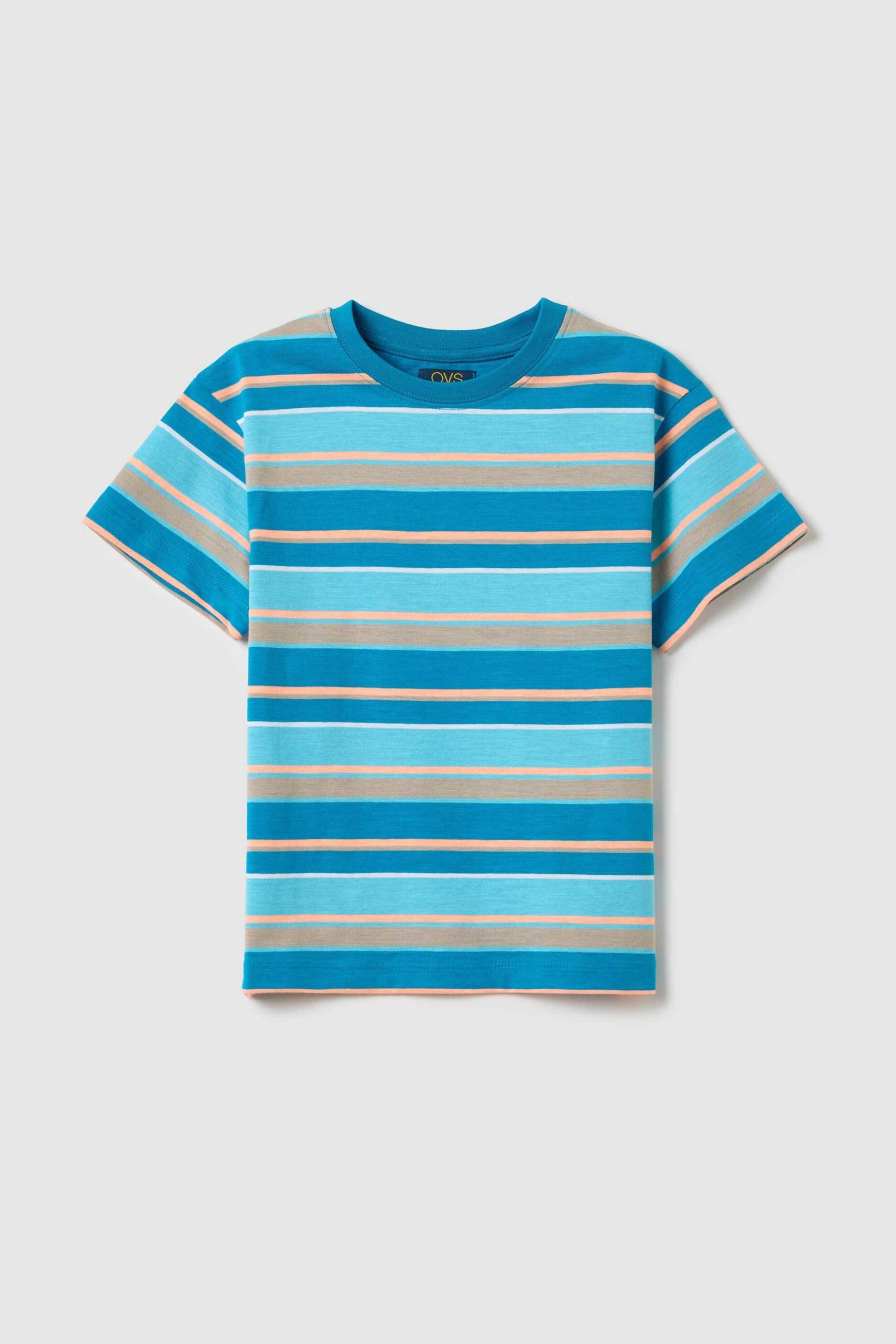 OVS παιδικό T-shirt με ριγέ σχέδιο Regular Fit - 002269187 Μπλε