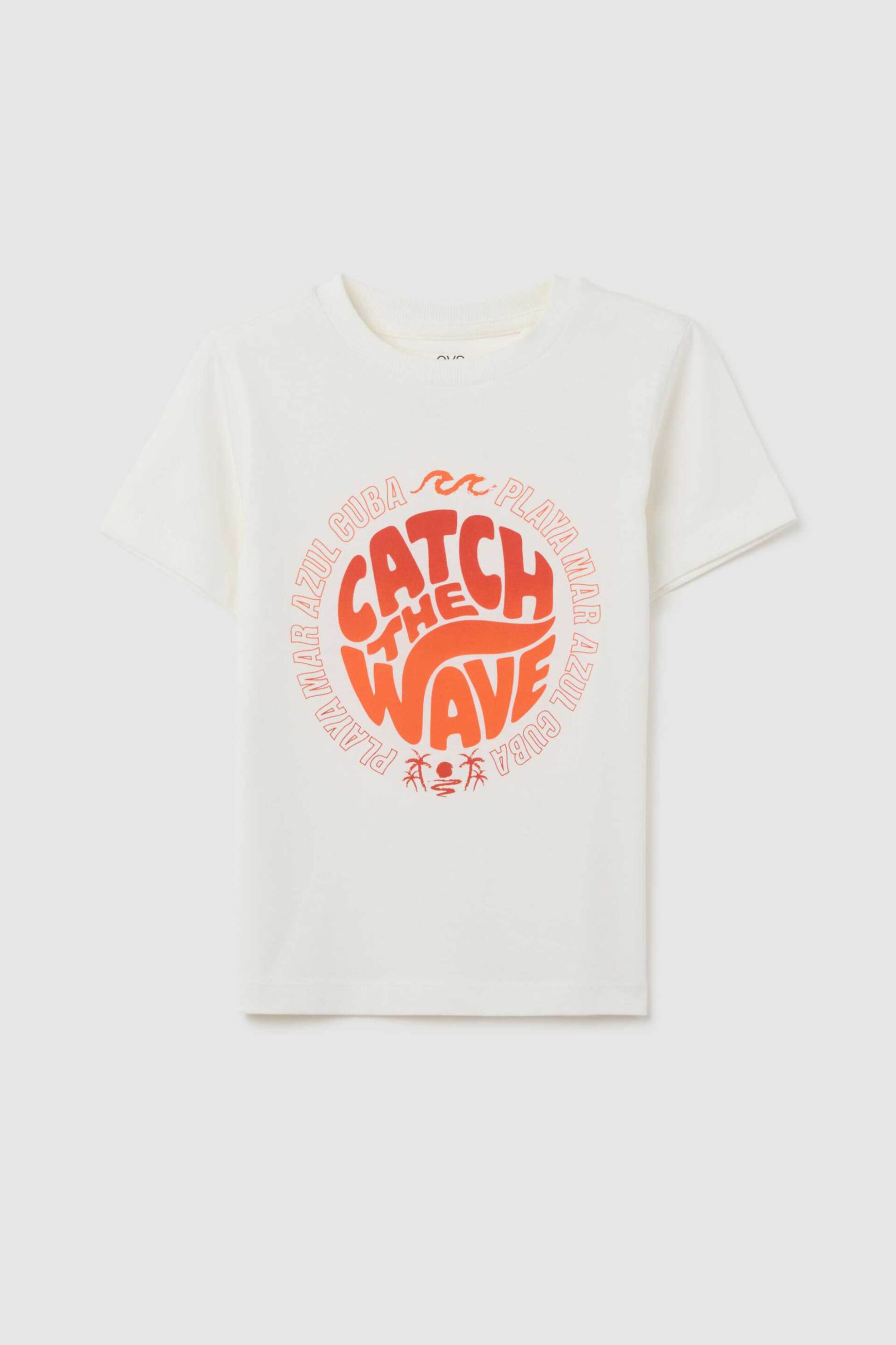 OVS παιδικό T-shirt με print Regular Fit - 002358845 Λευκό