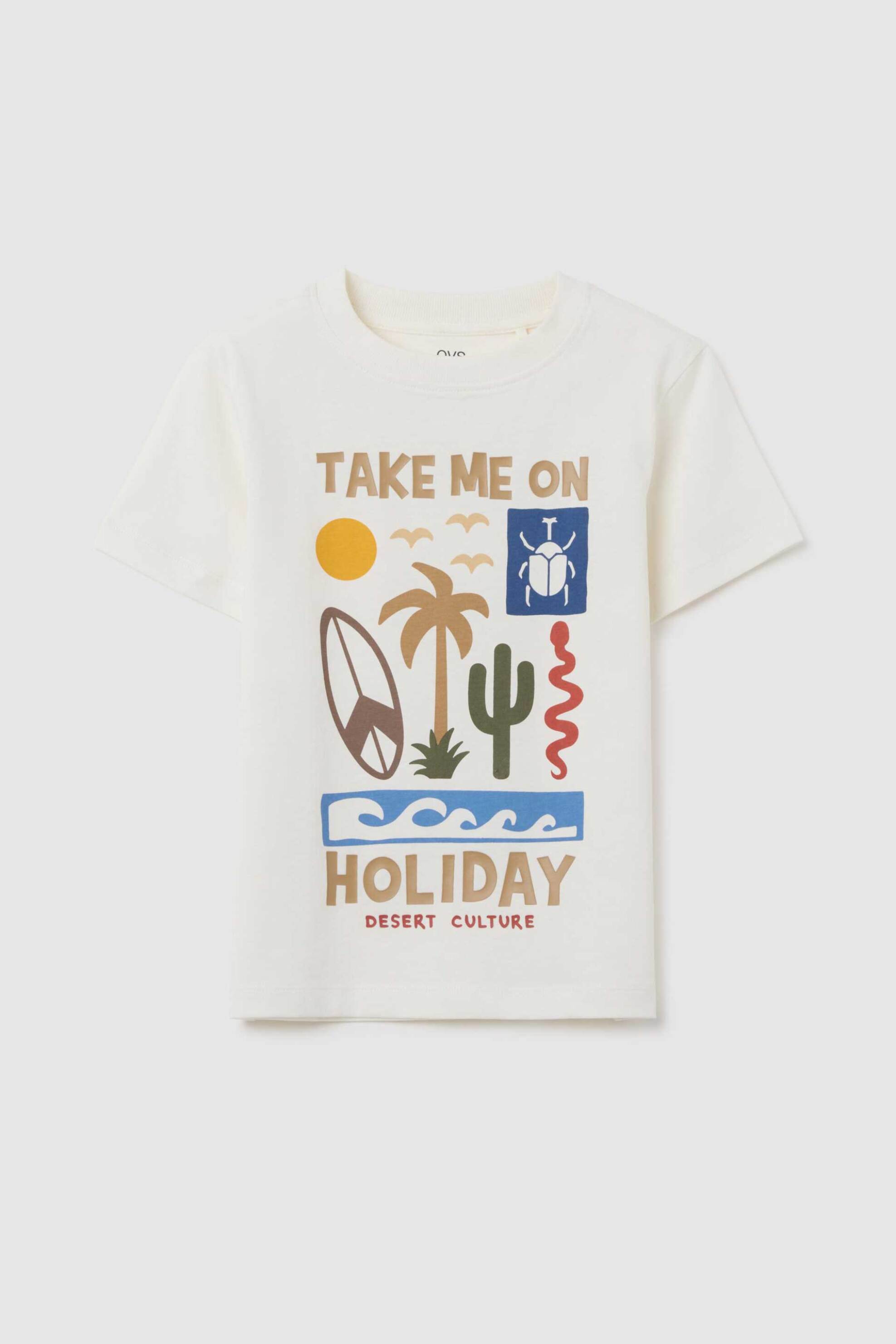 OVS παιδικό T-shirt με graphic print Regular Fit - 002366563 Λευκό
