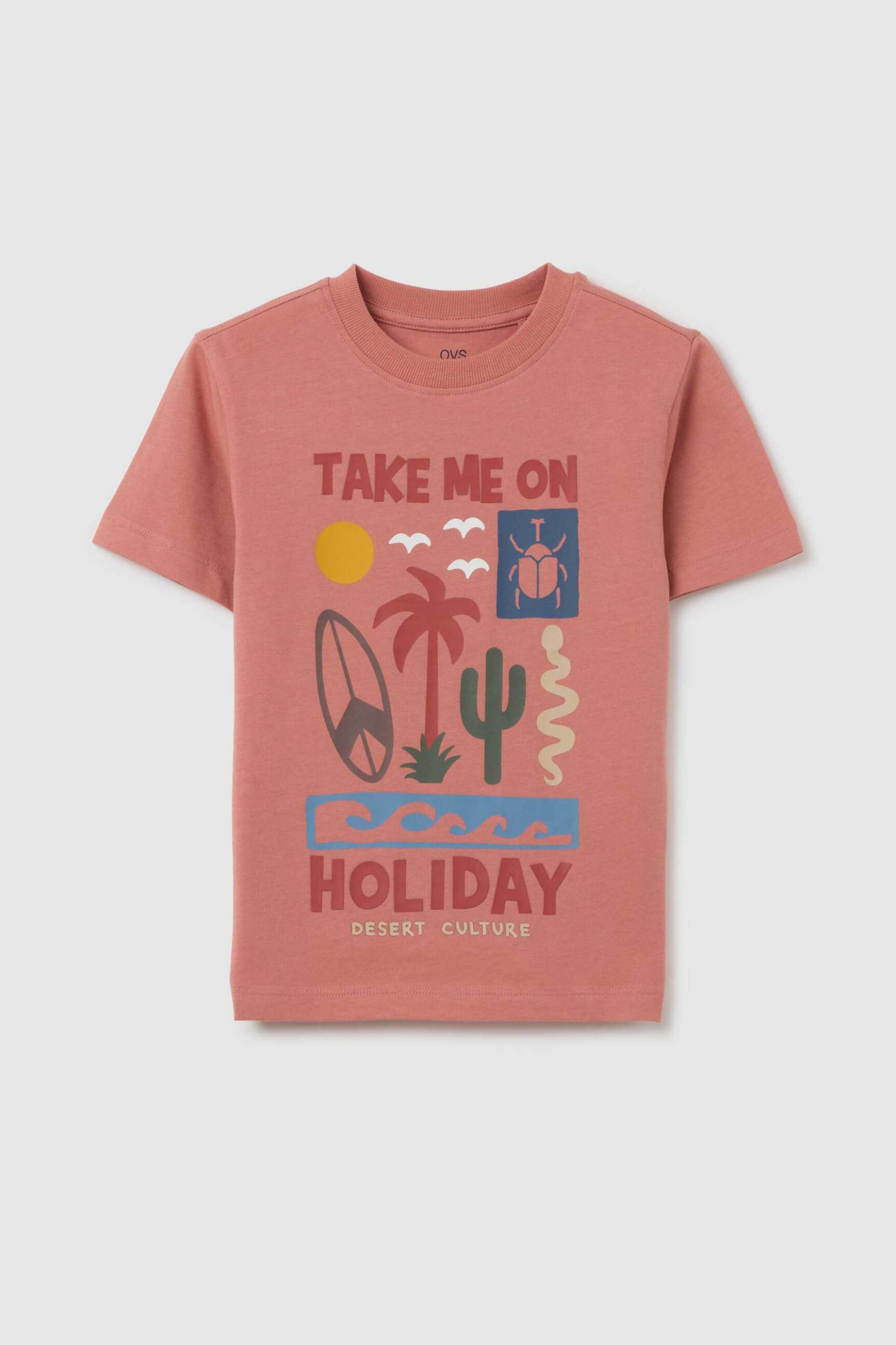 OVS παιδικό T-shirt με graphic print Regular Fit - 002366570 Ροζ Ανοιχτό