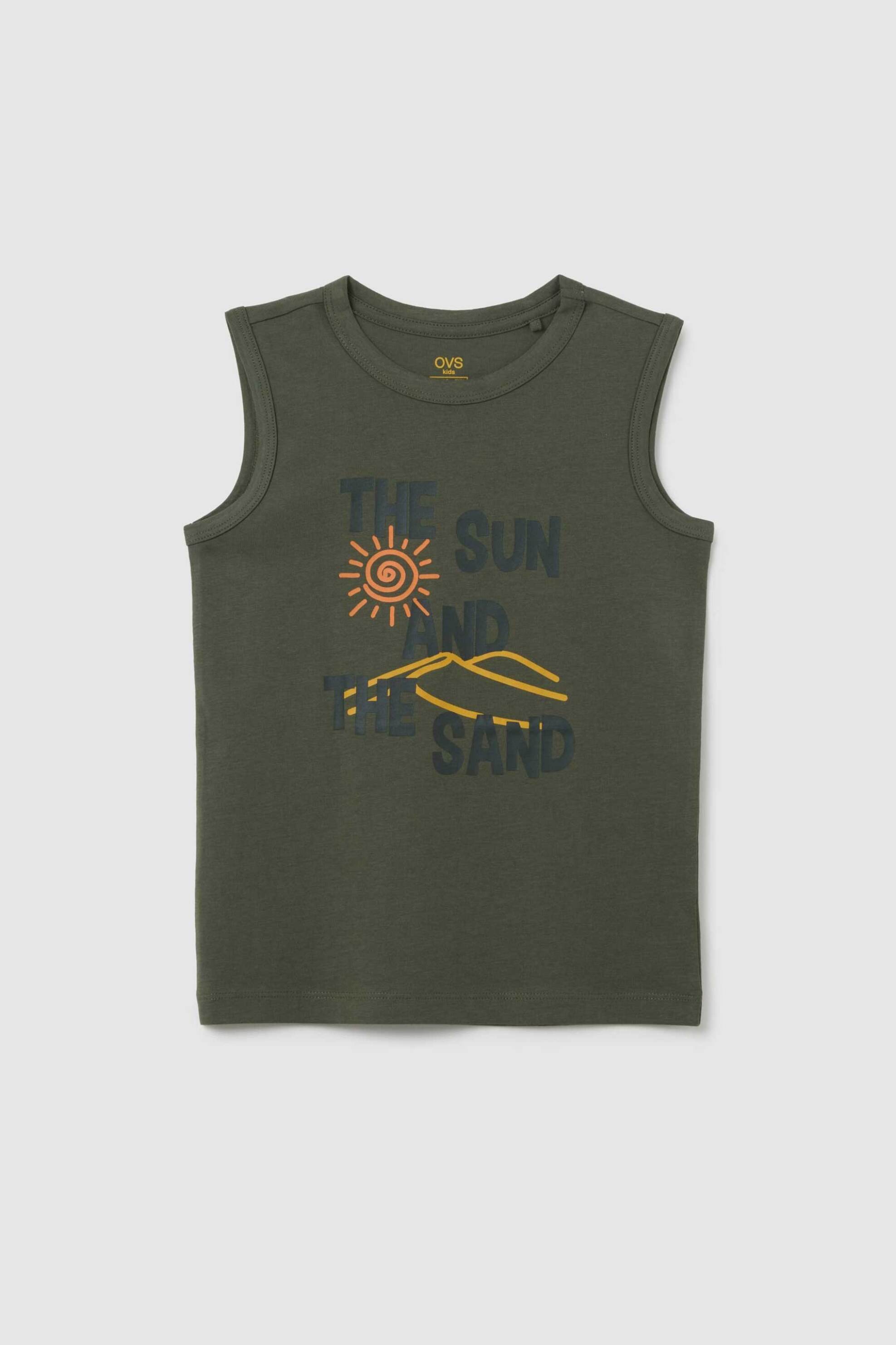 OVS παιδική αμάνικη μπλούζα με lettering print Regular Fit - 002366948 Λαδί