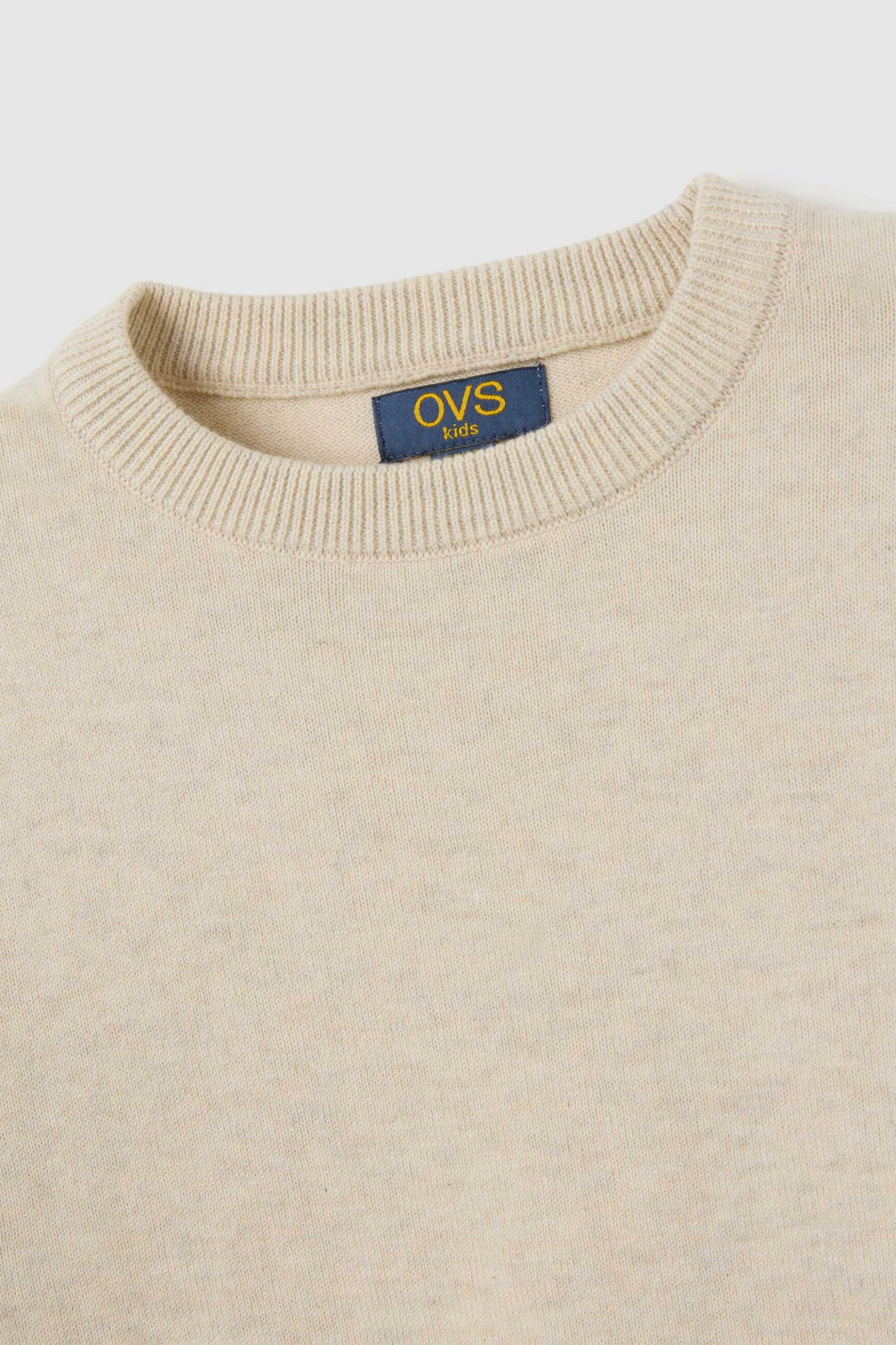 OVS παιδική πλεκτή μπλούζα μονόχρωμη Regular Fit - 002400079 Μπεζ φωτογραφία