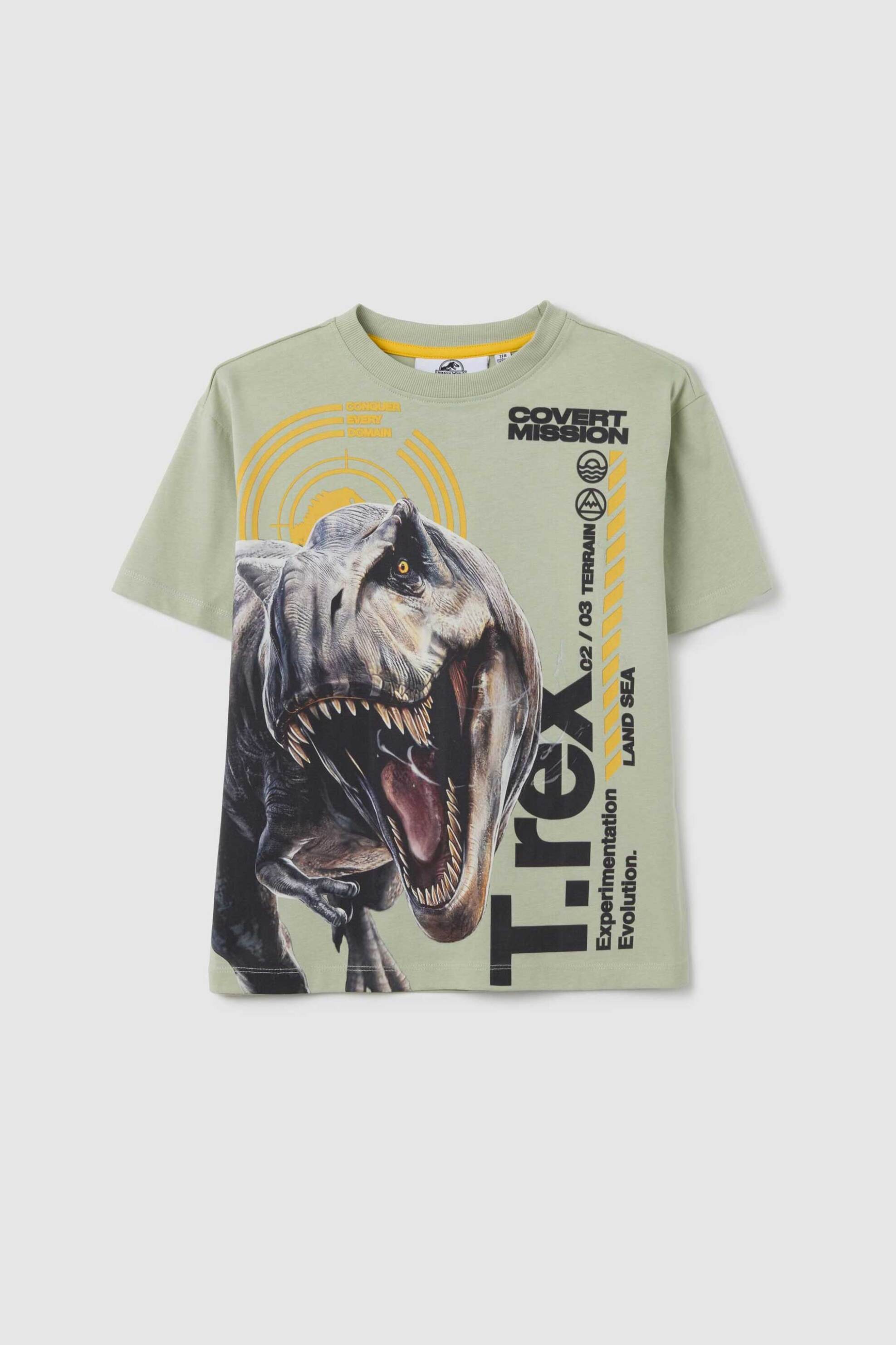 OVS παιδικό T-shirt με dinosaur print Regular Fit - 002401239 Γκρι