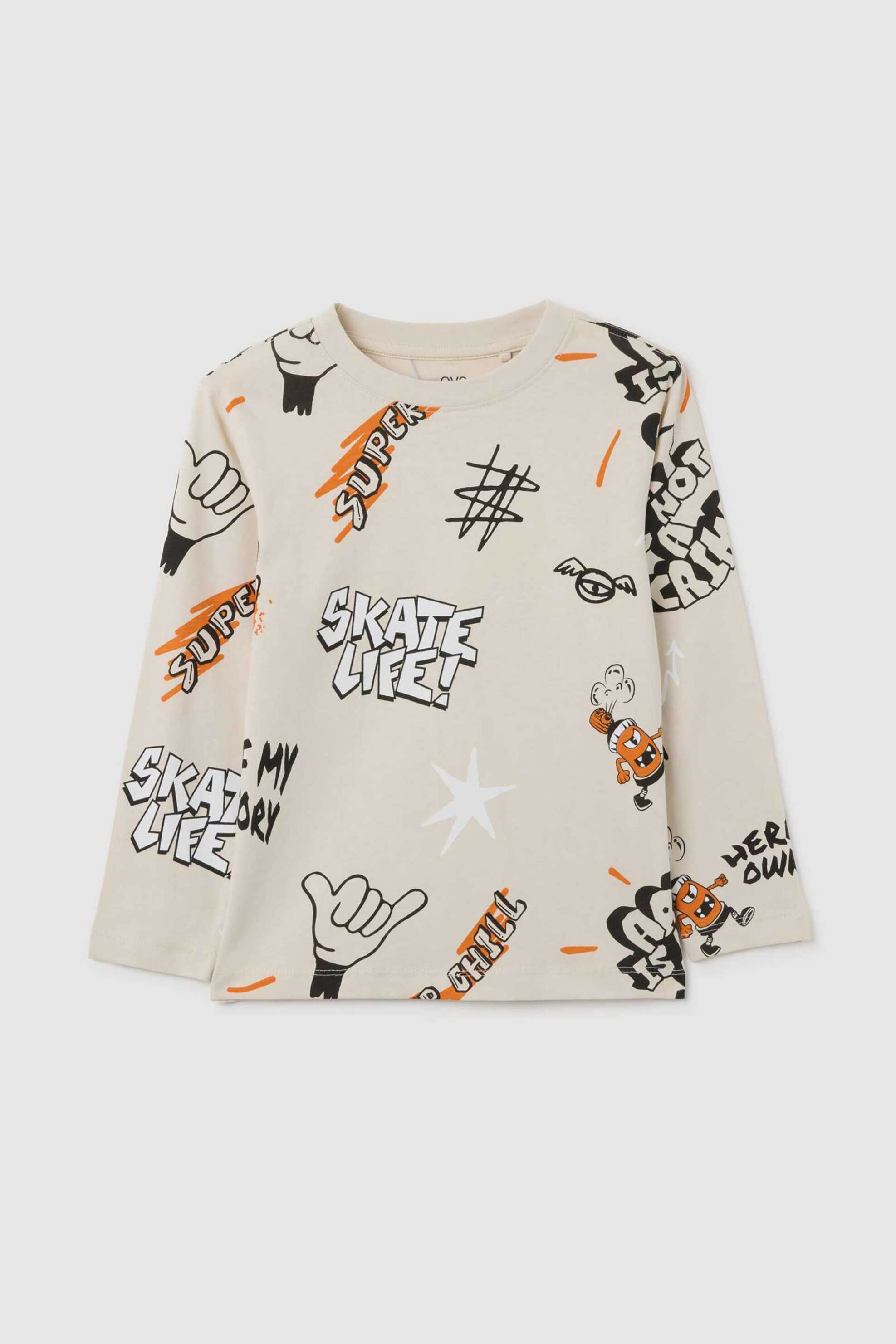OVS KIDS OVS παιδική μπλούζα με all-over print - 002446150 Εκρού