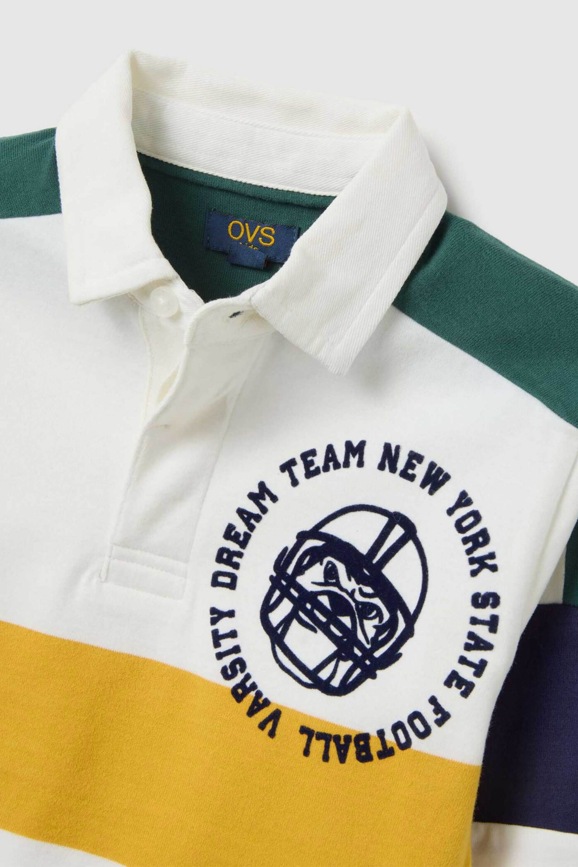 OVS παιδική μπλούζα πόλο με print και ριγέ σχέδιο - 002448544 Λευκό - Μπλε φωτογραφία