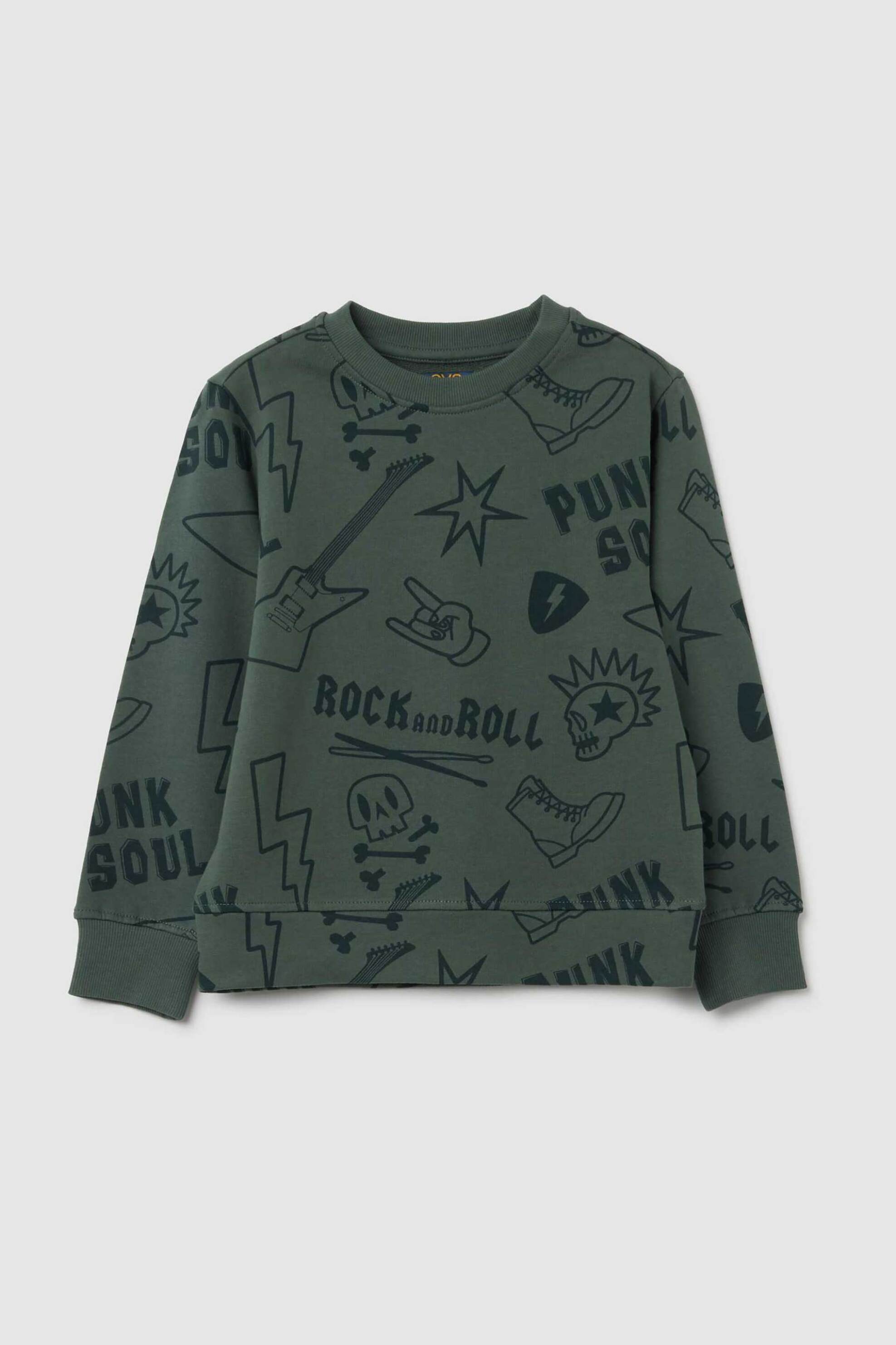OVS KIDS OVS παιδική μπλούζα φούτερ με all-over print Regular Fit - 002459402 Πράσινο