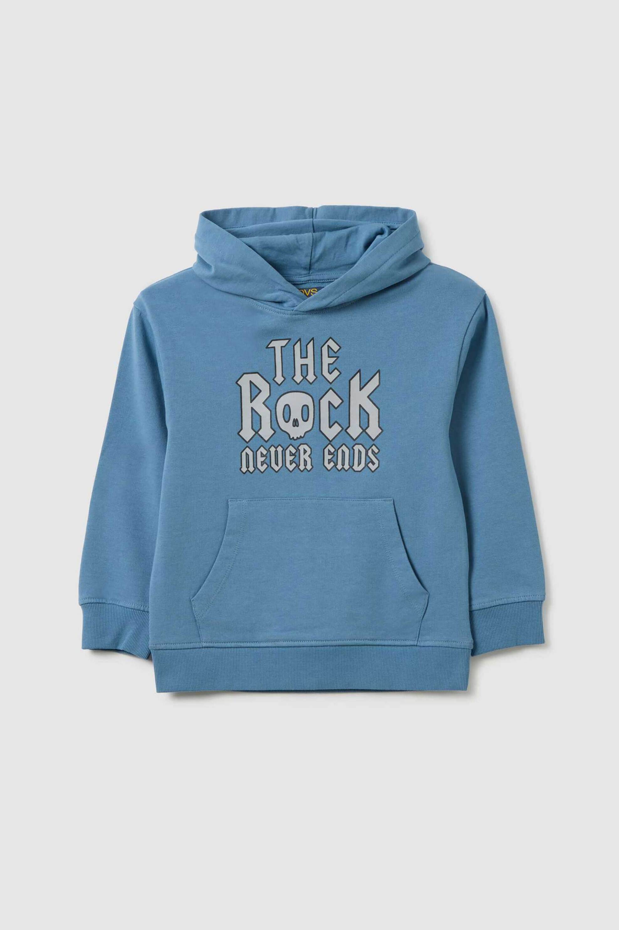 OVS παιδική μπλούζα φούτερ με print και κουκούλα Oversized - 002459528 Μπλε