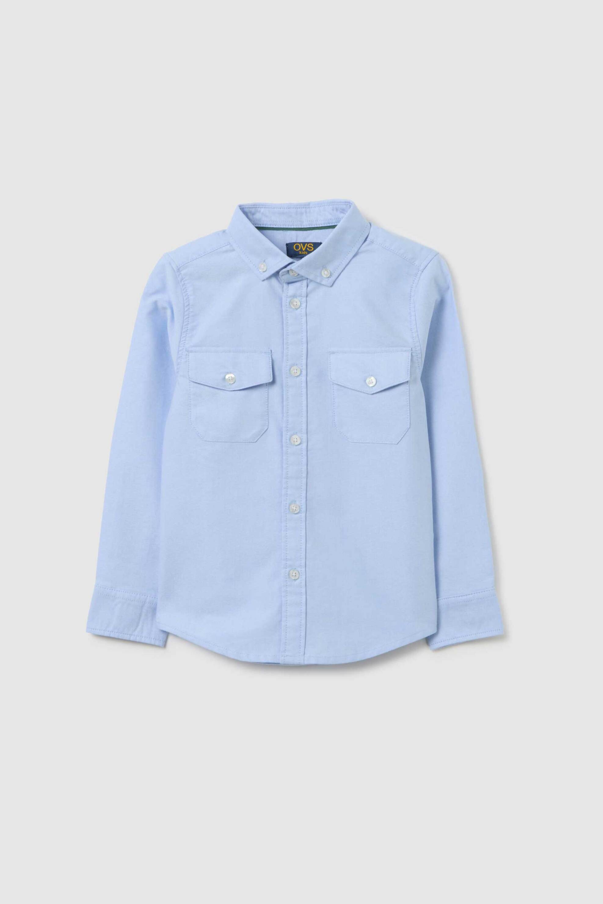 OVS KIDS OVS παιδικό πουκάμισο μονόχρωμο με τσέπες Regular Fit - 002397375 Μπλε