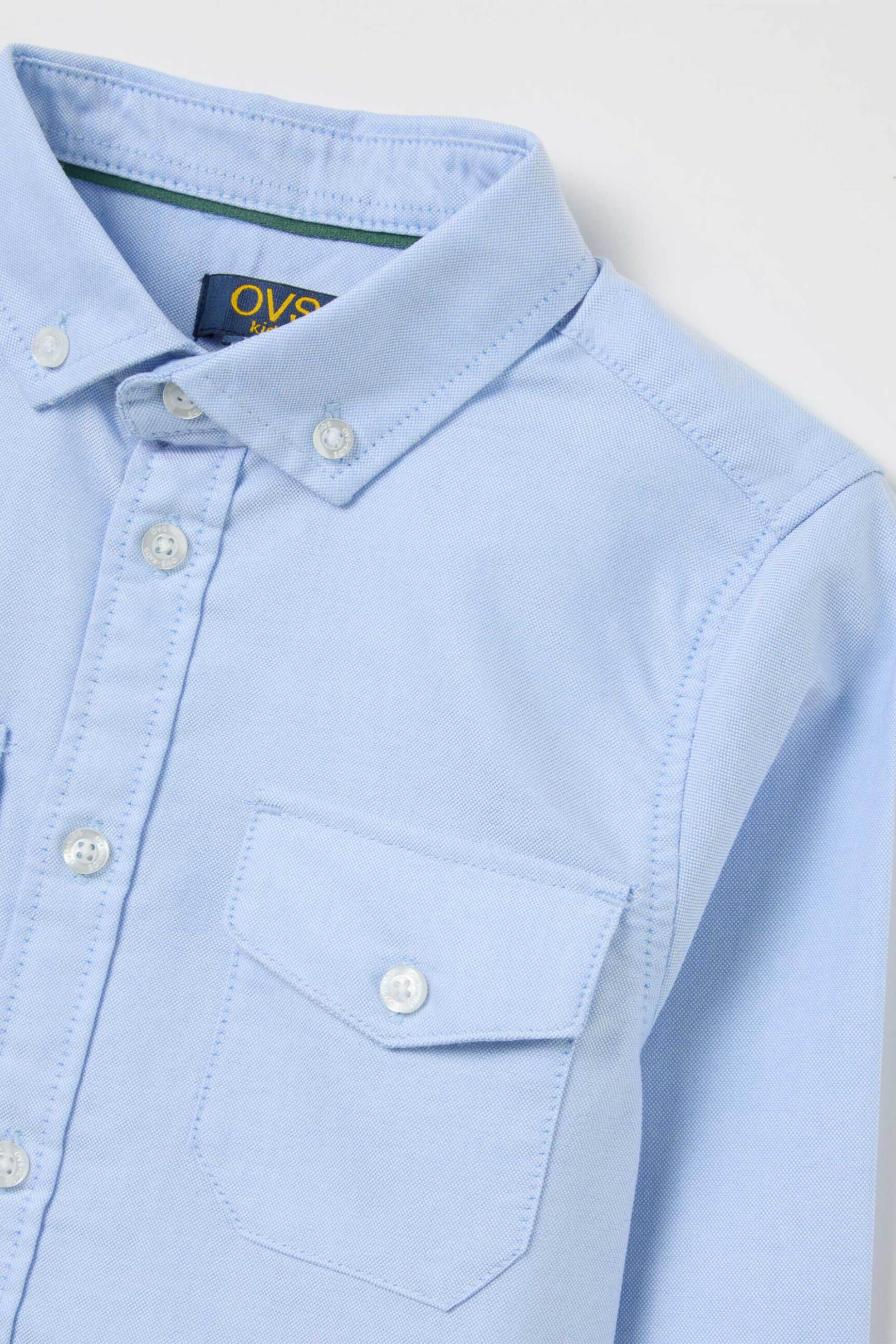 OVS παιδικό πουκάμισο μονόχρωμο με τσέπες Regular Fit - 002397375 Μπλε φωτογραφία