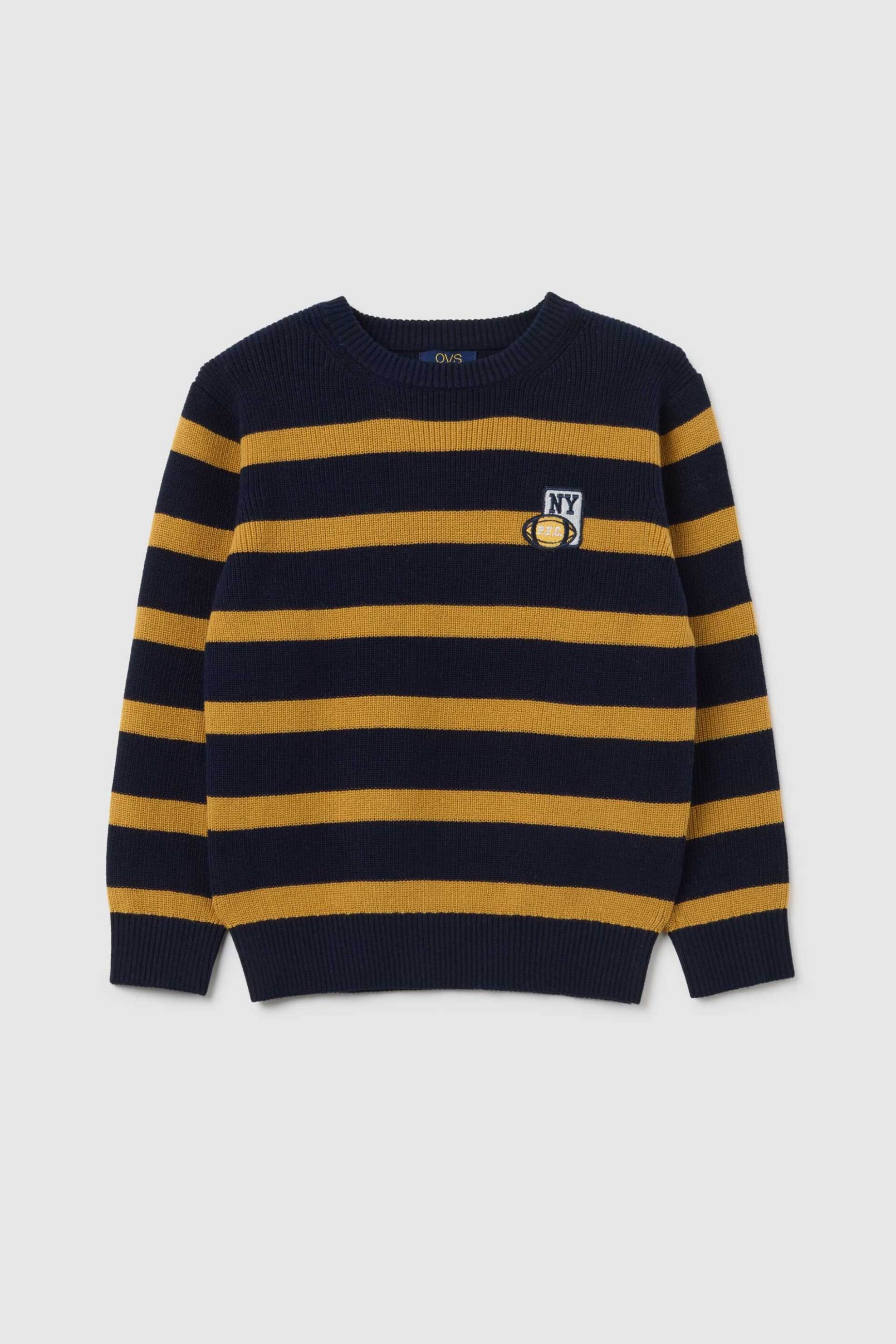 OVS KIDS OVS παιδική πλεκτή μπλούζα με ριγέ σχέδιο Regular Fit - 002401374 Μουσταρδί