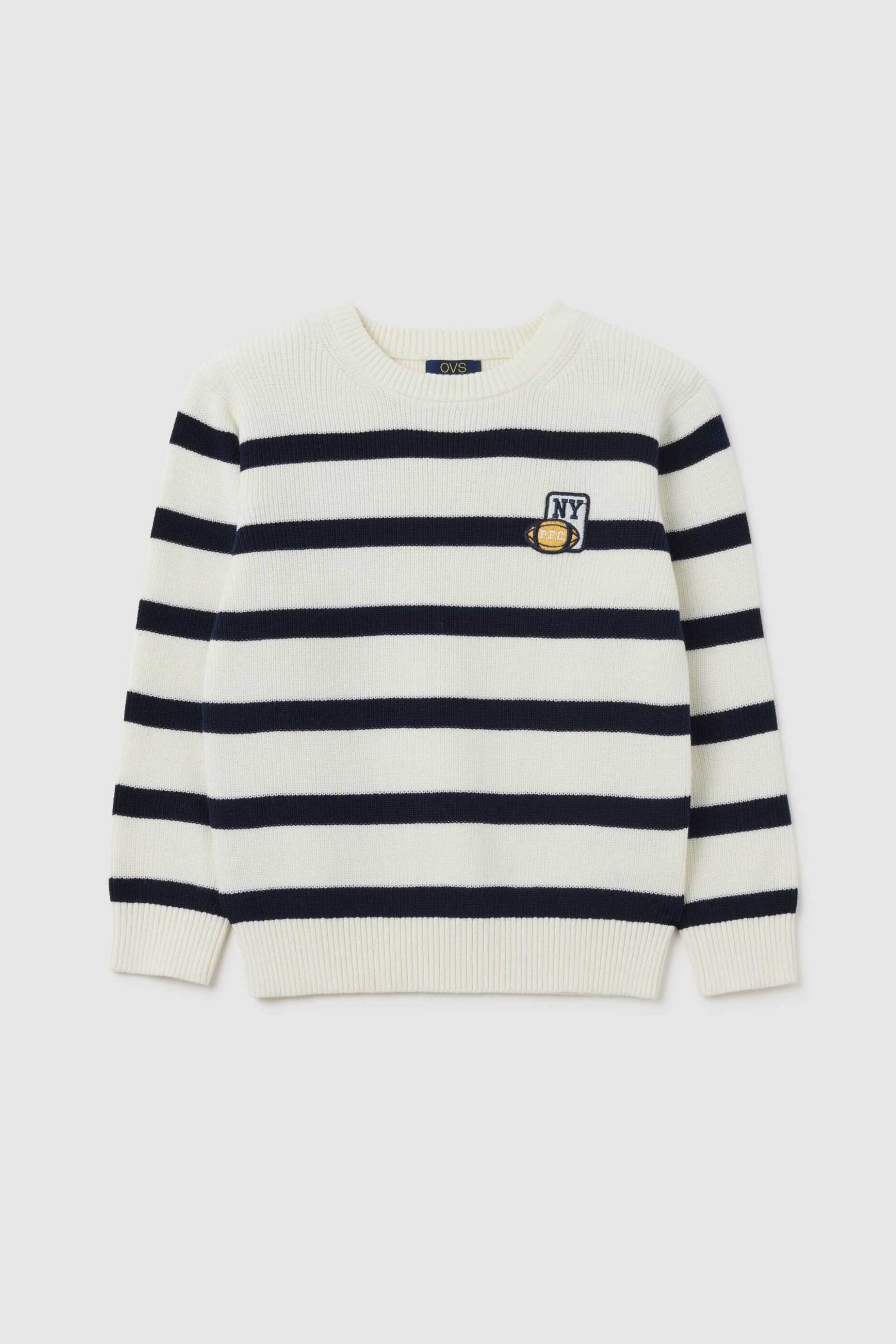 OVS KIDS OVS παιδική πλεκτή μπλούζα με ριγέ σχέδιο Regular Fit - 002401381 Λευκό