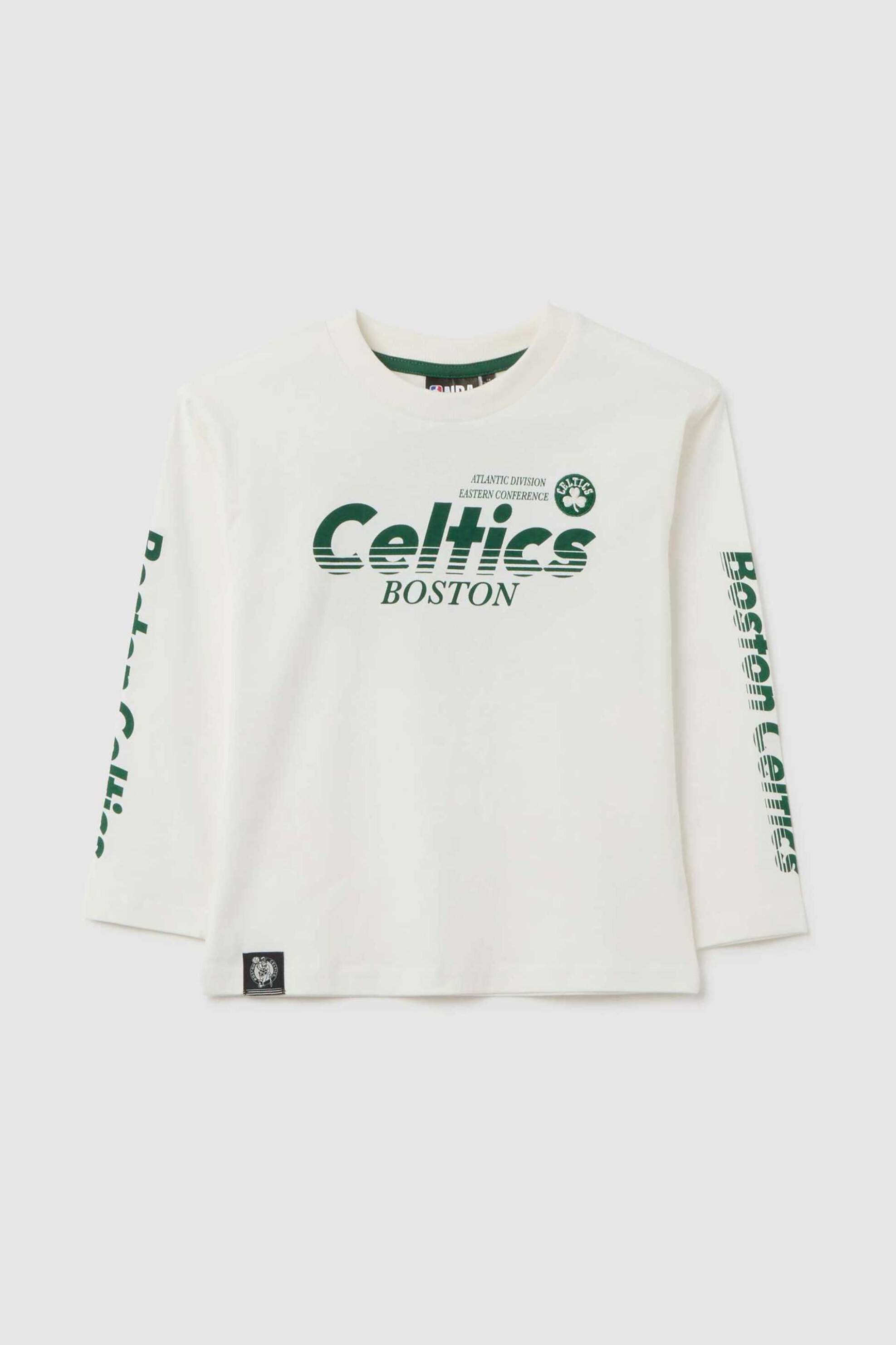 OVS παιδική μακρυμάνικη μπλούζα με print "Celtics" Regular Fit - 002448010 Λευκό