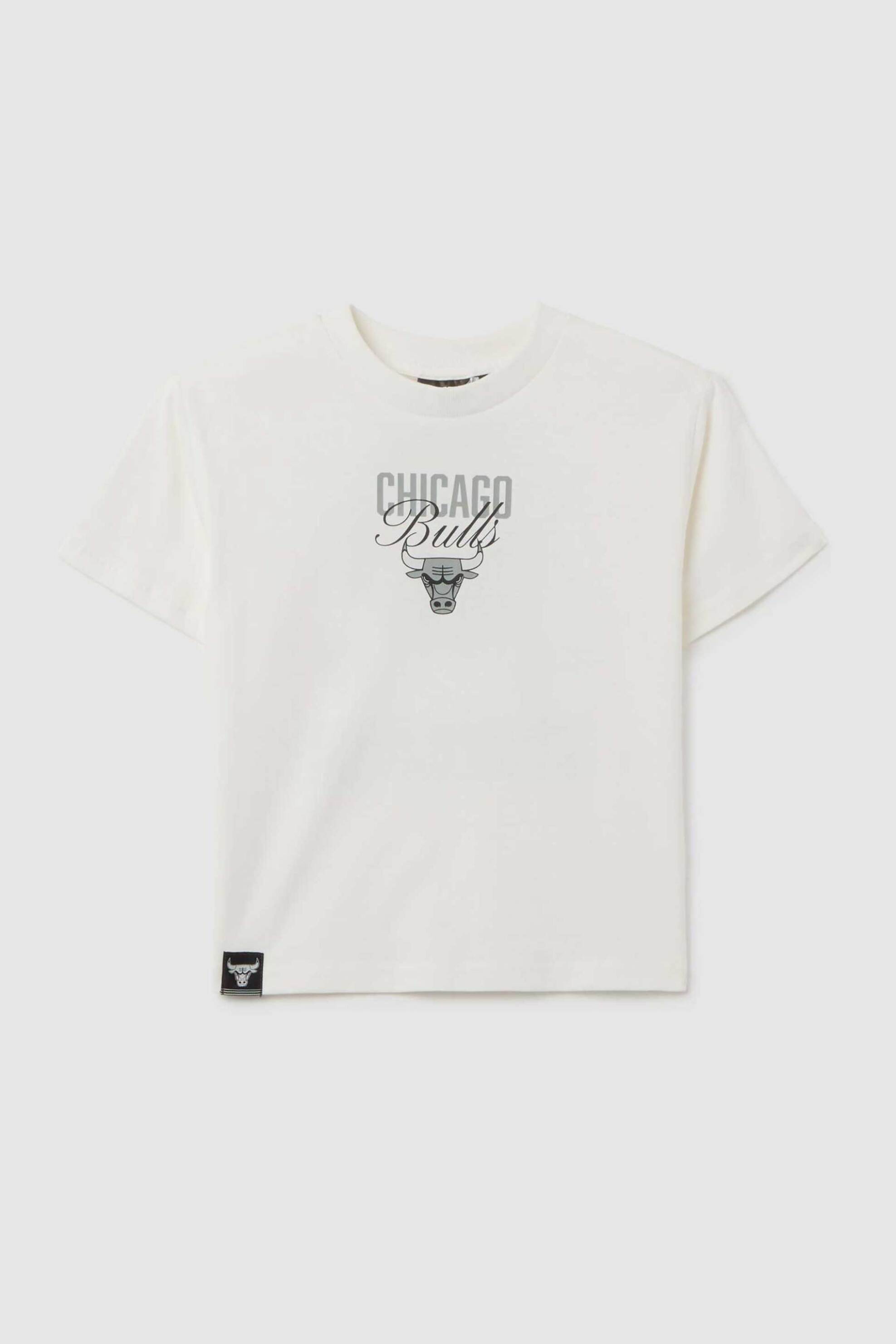 OVS παιδικό T-shirt με λογότυπο "Chicago Bulls" Οversized Fit - 002448020 Λευκό