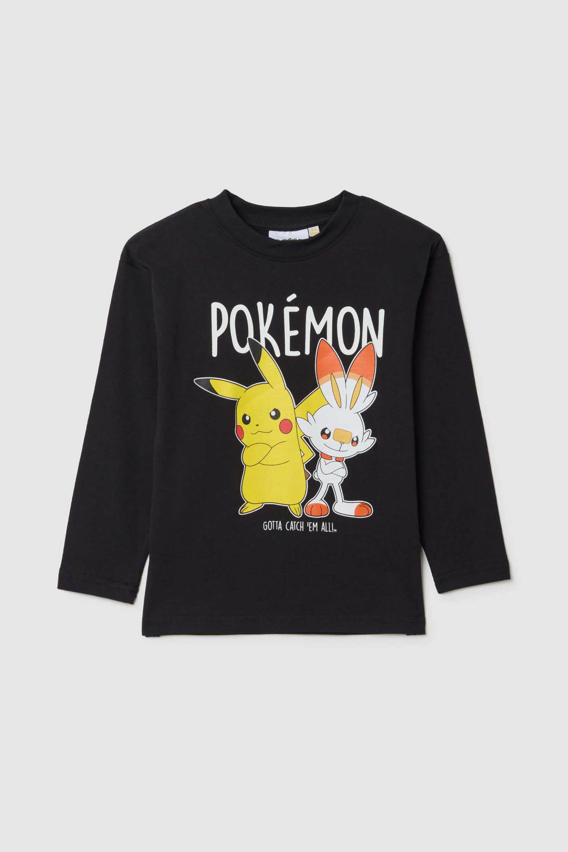OVS παιδική μακρυμάνικη μπλούζα με print "Pokémon" Regular Fit - 002454865 Μαύρο